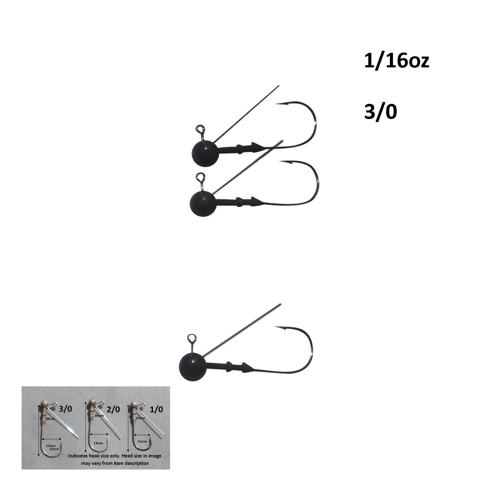 Vike 1/16 oz Weedless Round Jig Head with a Size 3/0 Hook Tungsten, 4 pack V658-93MC000020140