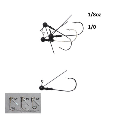 Vike 1/8 oz Weedless Round Jig Head with a Size 1/0 Hook Tungsten, 3 pack V658-93MC000020150