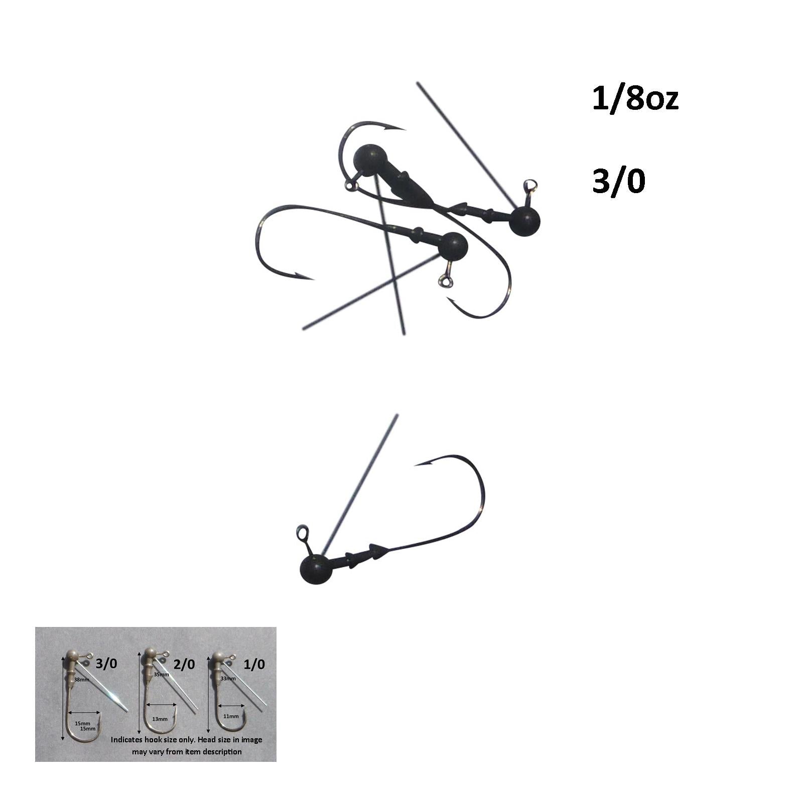 Vike 1/8 oz Weedless Round Jig Head with a Size 3/0 Hook Tungsten, 3 pack V658-93MC000020170