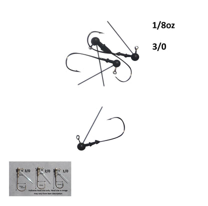 Vike 1/8 oz Weedless Round Jig Head with a Size 3/0 Hook Tungsten, 3 pack V658-93MC000020170