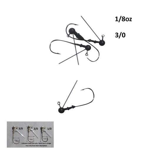 Vike 1/8 oz Weedless Round Jig Head with a Size 3/0 Hook Tungsten, 3 pack V658-93MC000020170