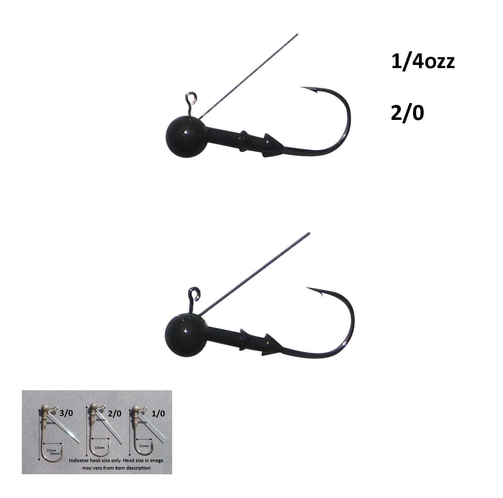 Vike 1/4 oz Weedless Round Jig Head with a Size 2/0 Hook Tungsten, 2 pack V658-93MC000020210
