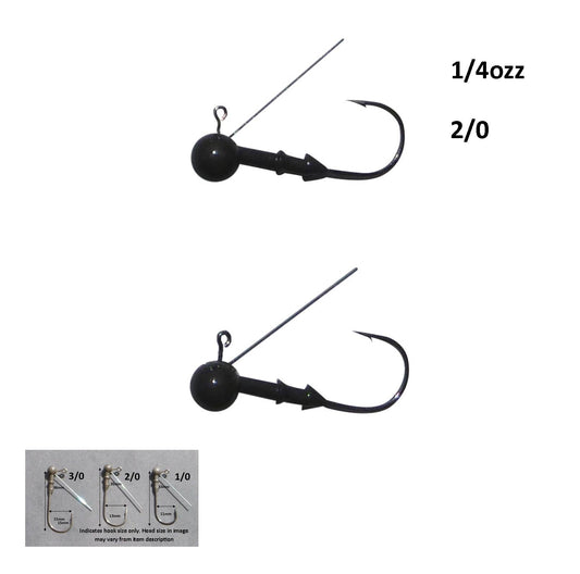 Vike 1/4 oz Weedless Round Jig Head with a Size 2/0 Hook Tungsten, 2 pack V658-93MC000020210