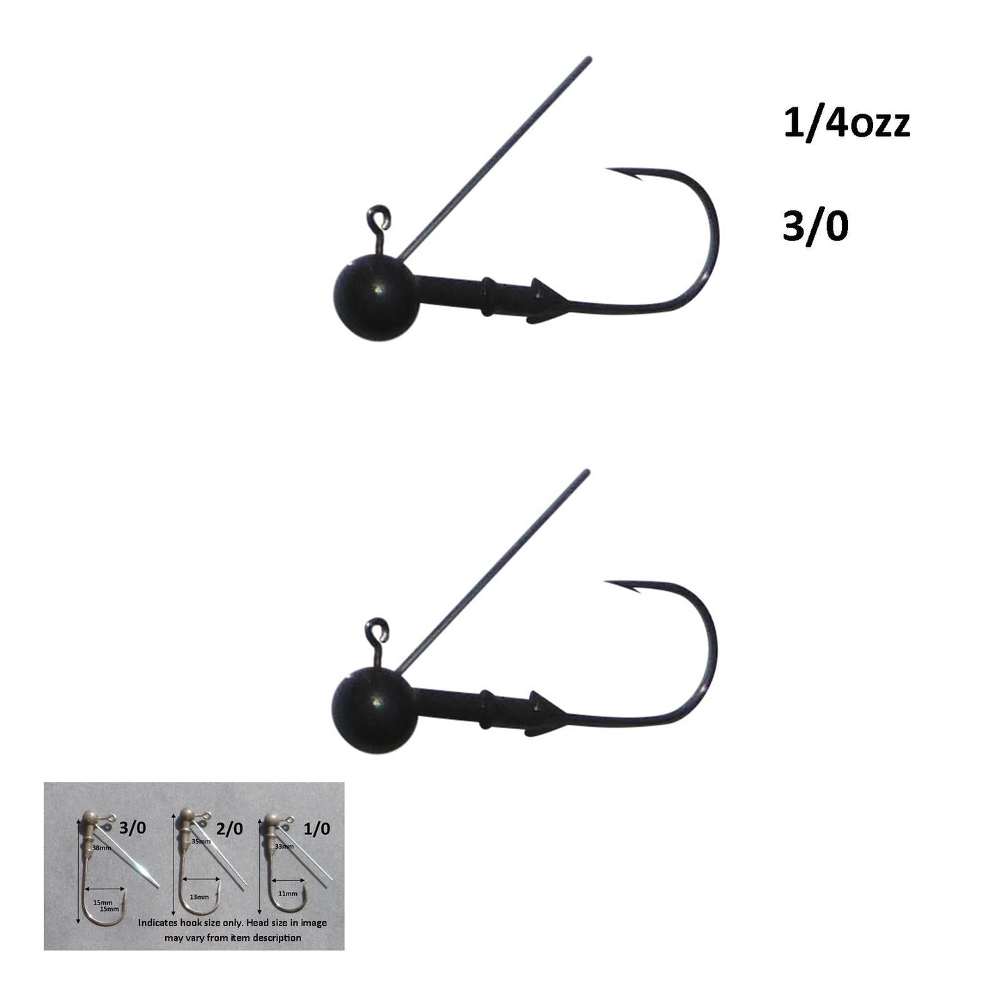 Vike 1/4 oz Weedless Round Jig Head with a Size 3/0 Hook Tungsten, 2 pack V658-93MC000020220