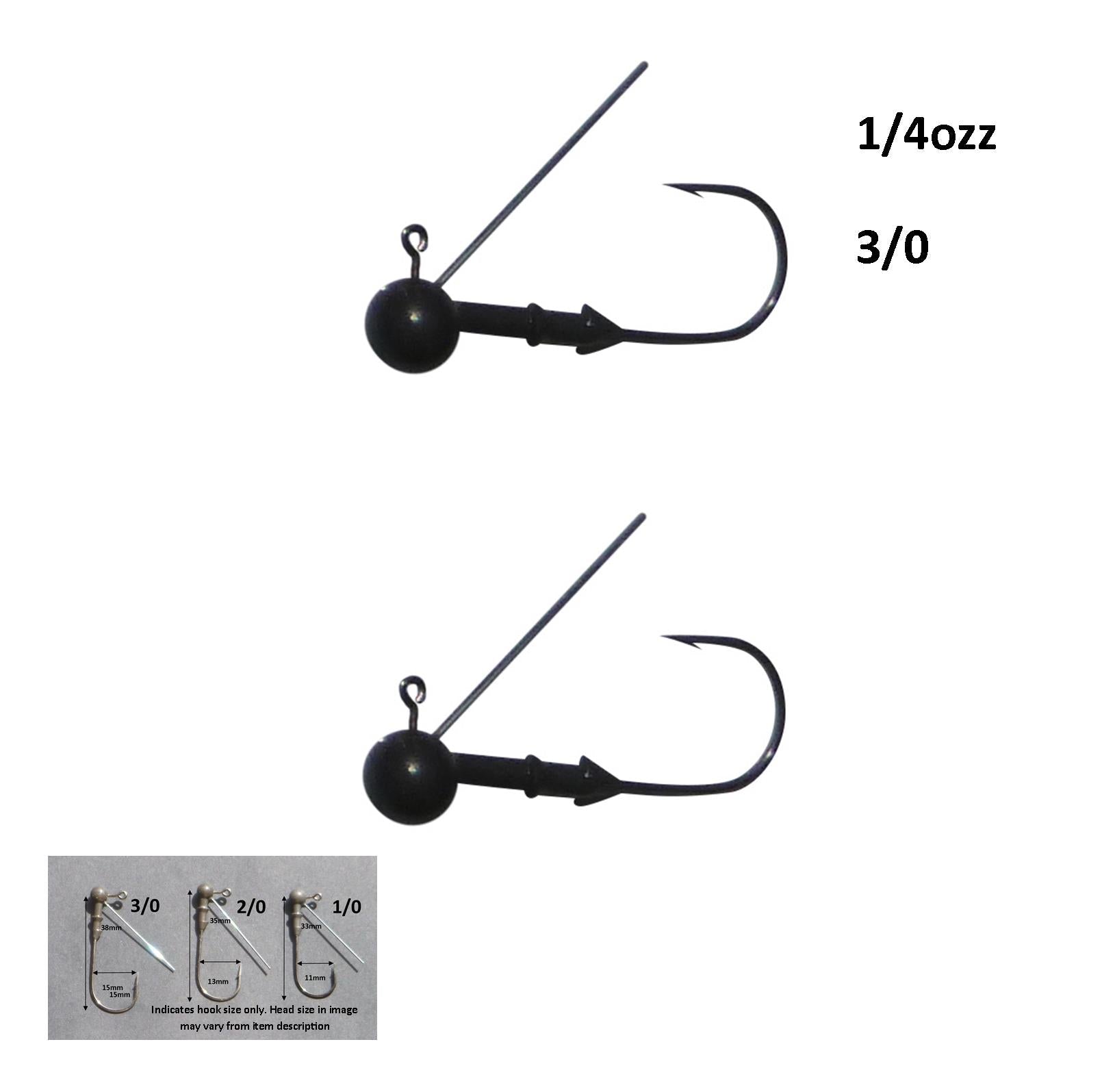 Vike 1/4 oz Weedless Round Jig Head with a Size 3/0 Hook Tungsten, 2 pack V658-93MC000020220