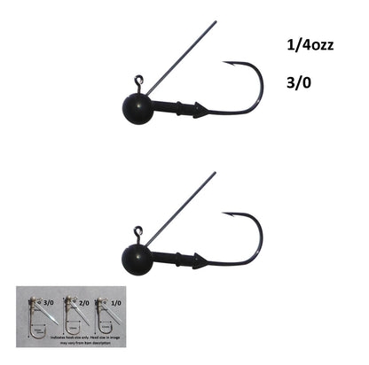 Vike 1/4 oz Weedless Round Jig Head with a Size 3/0 Hook Tungsten, 2 pack V658-93MC000020220