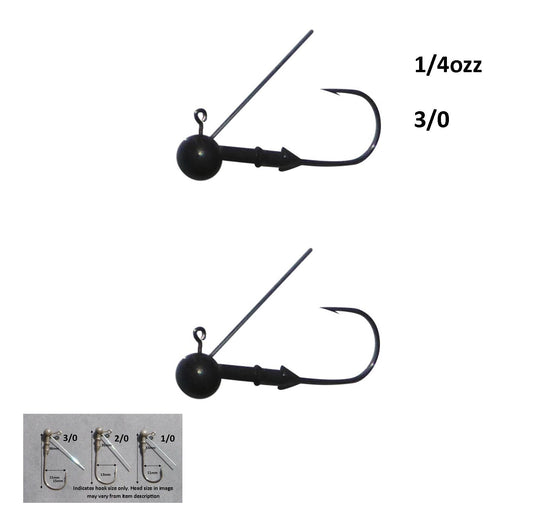 Vike 1/4 oz Weedless Round Jig Head with a Size 3/0 Hook Tungsten, 2 pack V658-93MC000020220