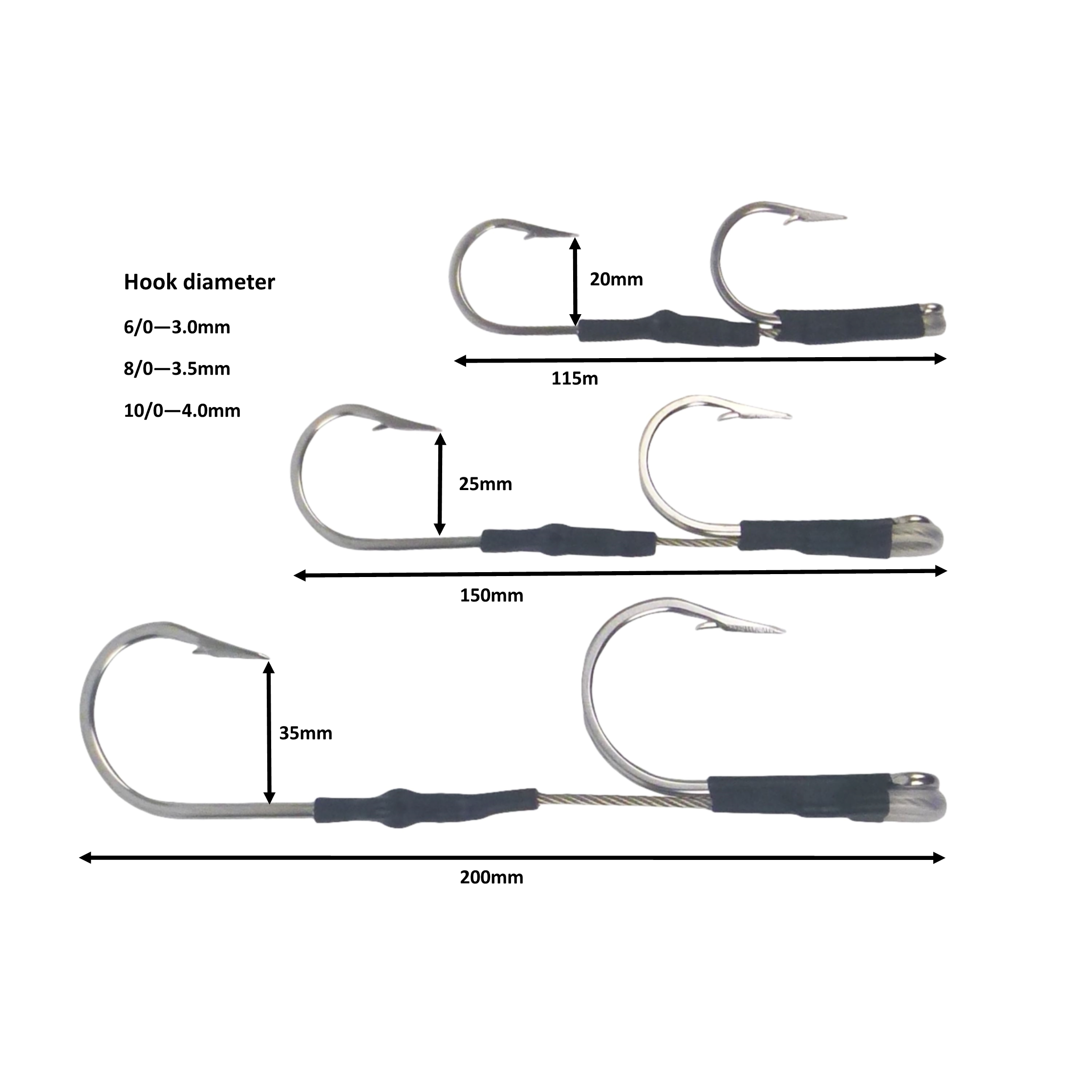 Swimerz Jigging & Trolling Hooks, Inline Double, 6/0, Qty 3 V658-93MC000022201