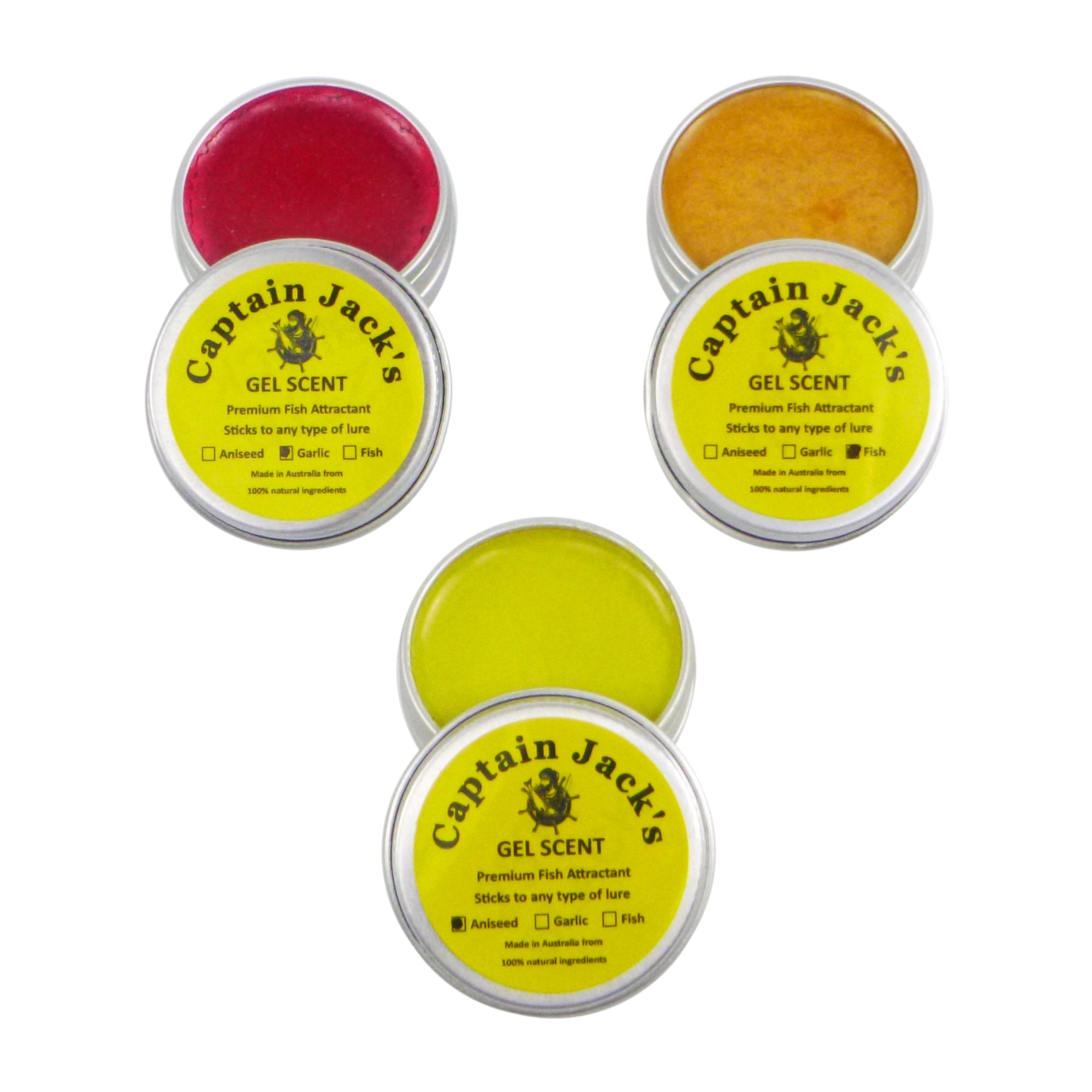 Captain Jack's Originals Gel Scent - 3 Pack, Garlic, Aniseed, Fish V658-93MC000030004