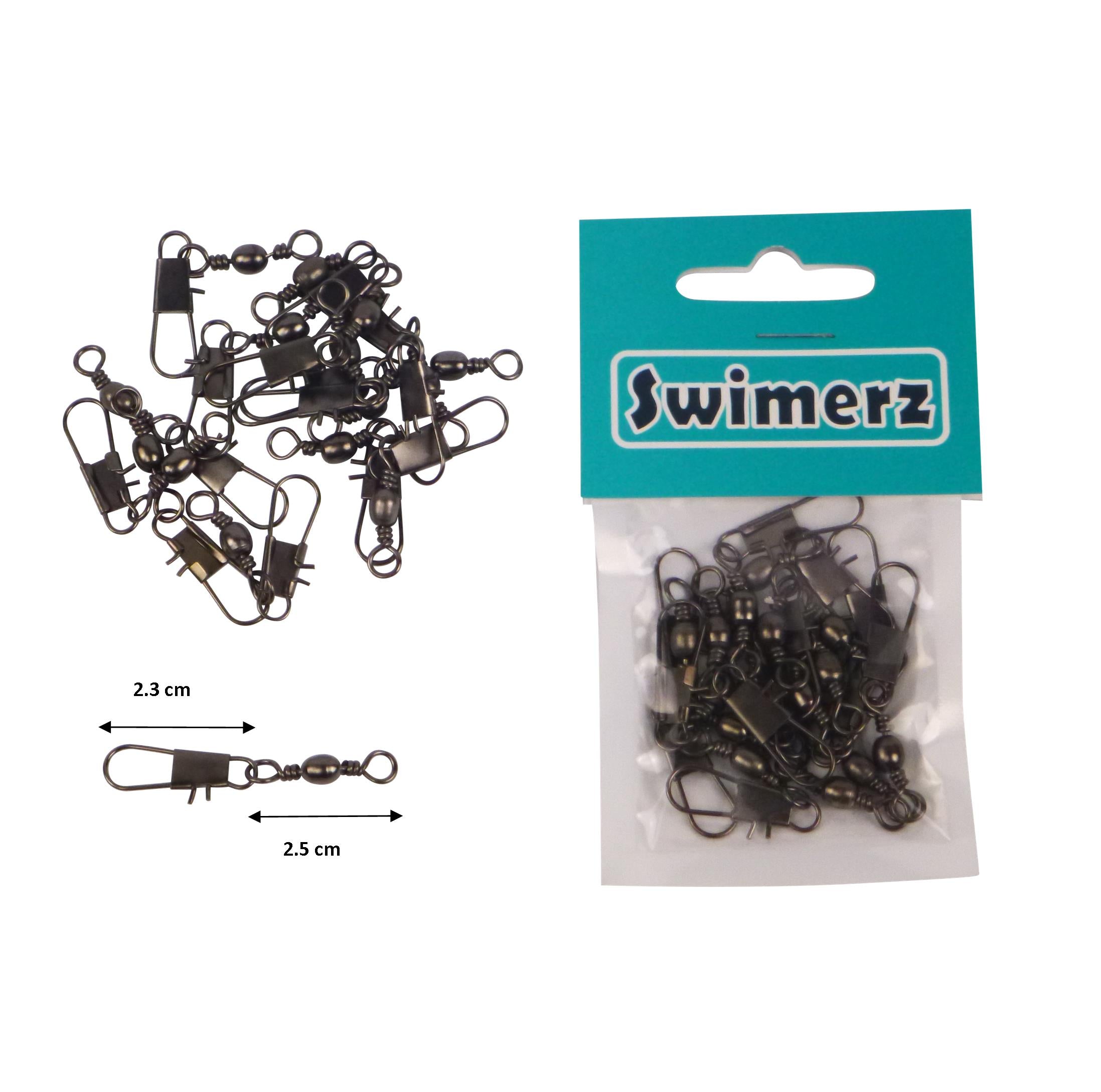Swimerz Barrel Swivel w Interlock Snap, Size 4, 15 pack V658-93MC000040040