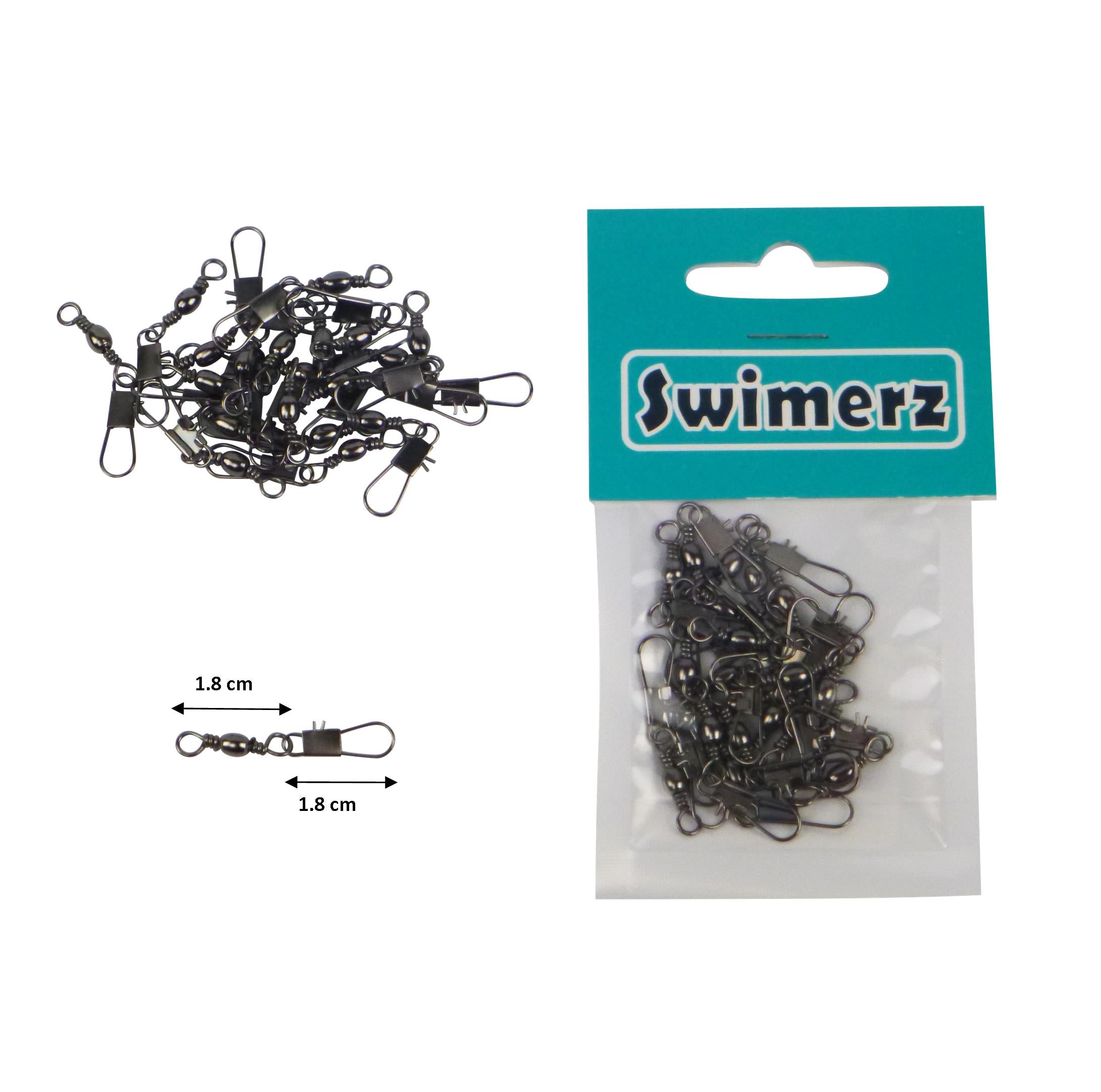 Swimerz Barrel Swivel w Interlock Snap, Size 8, 20 pack V658-93MC000040080