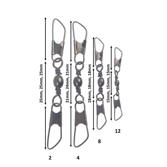 Swimerz Double Snap Barrel Swivels, Size 8, 15 pack V658-93MC000092312