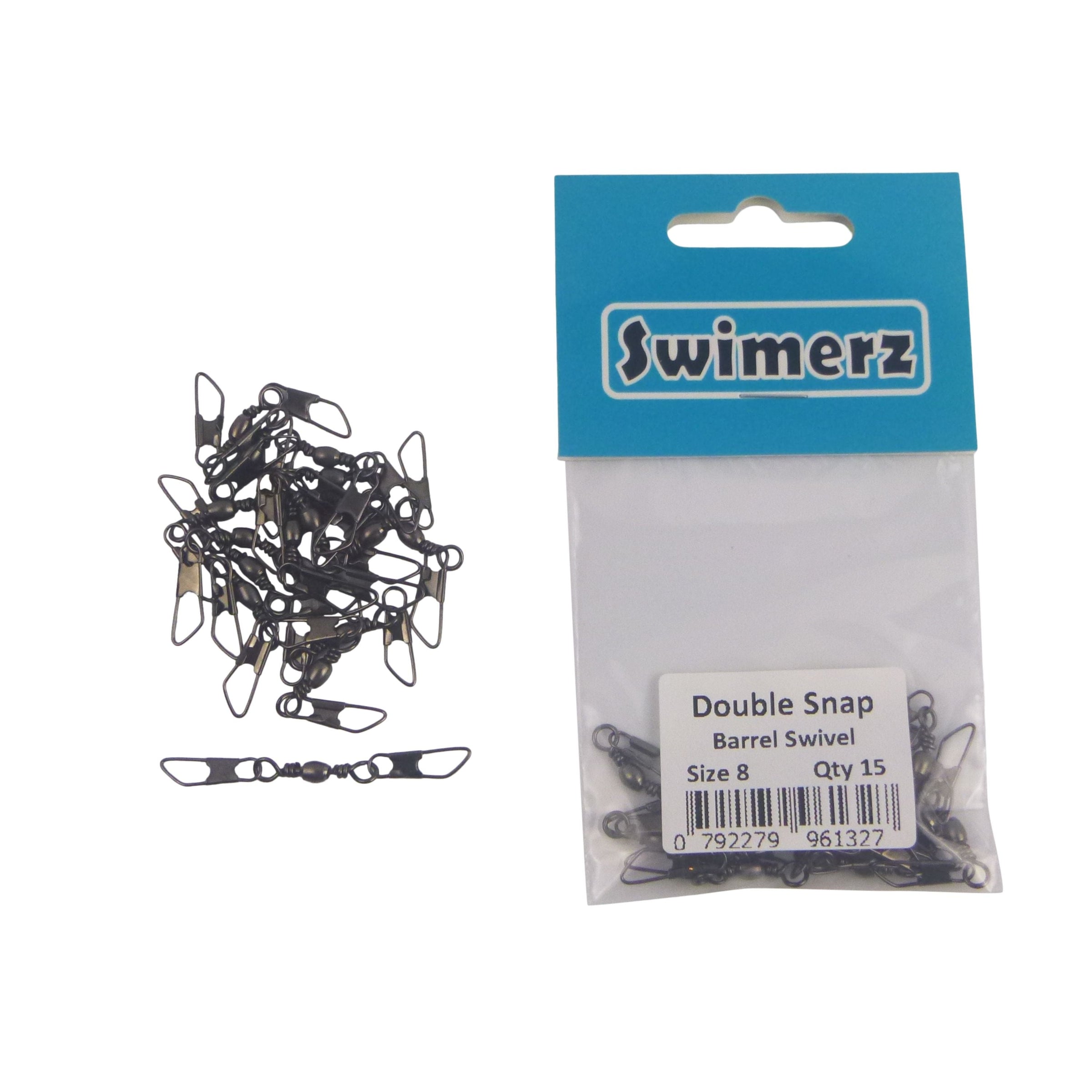 Swimerz Double Snap Barrel Swivels, Size 8, 15 pack V658-93MC000092312