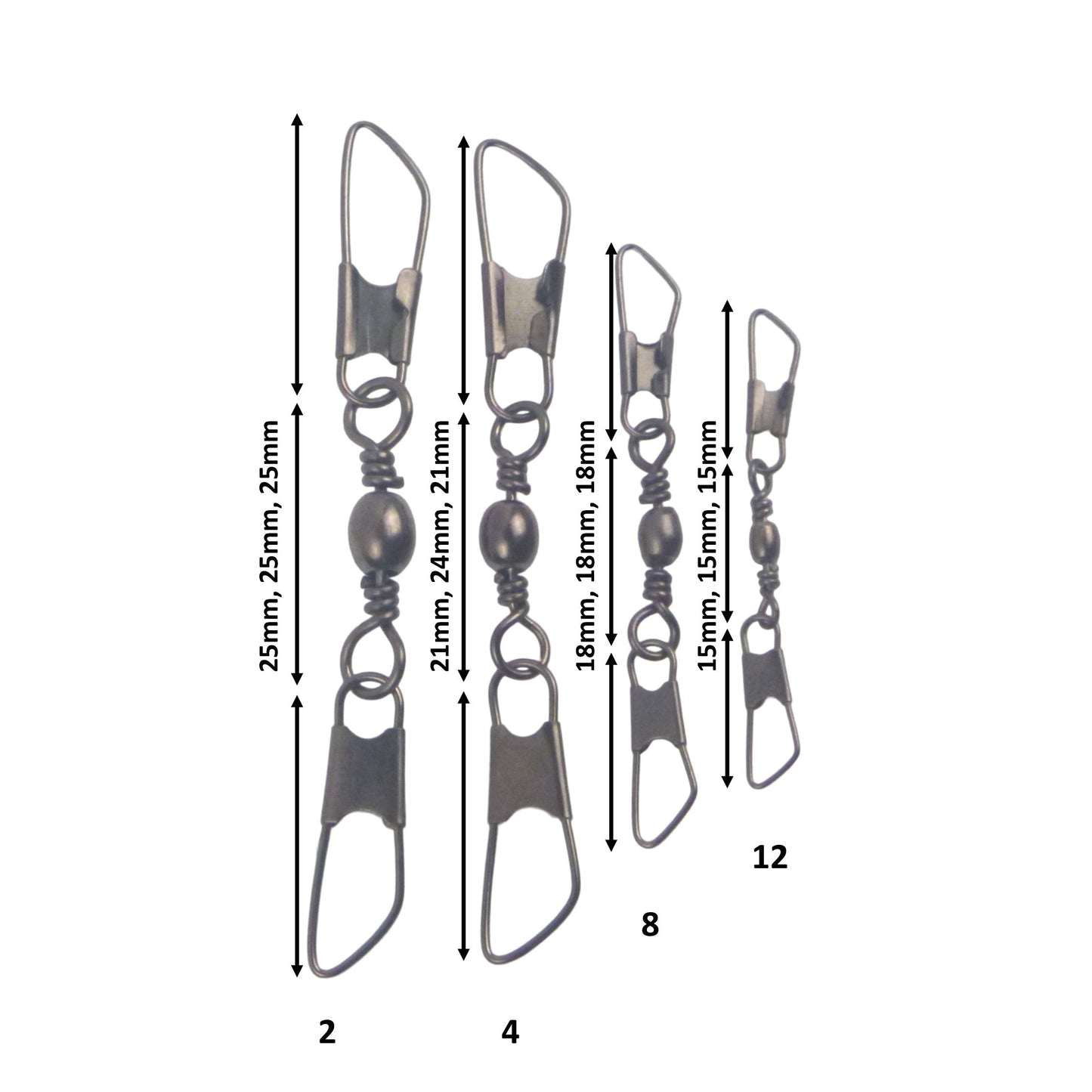 Swimerz Double Snap Barrel Swivels, Size 12, 20 pack V658-93MC000092313