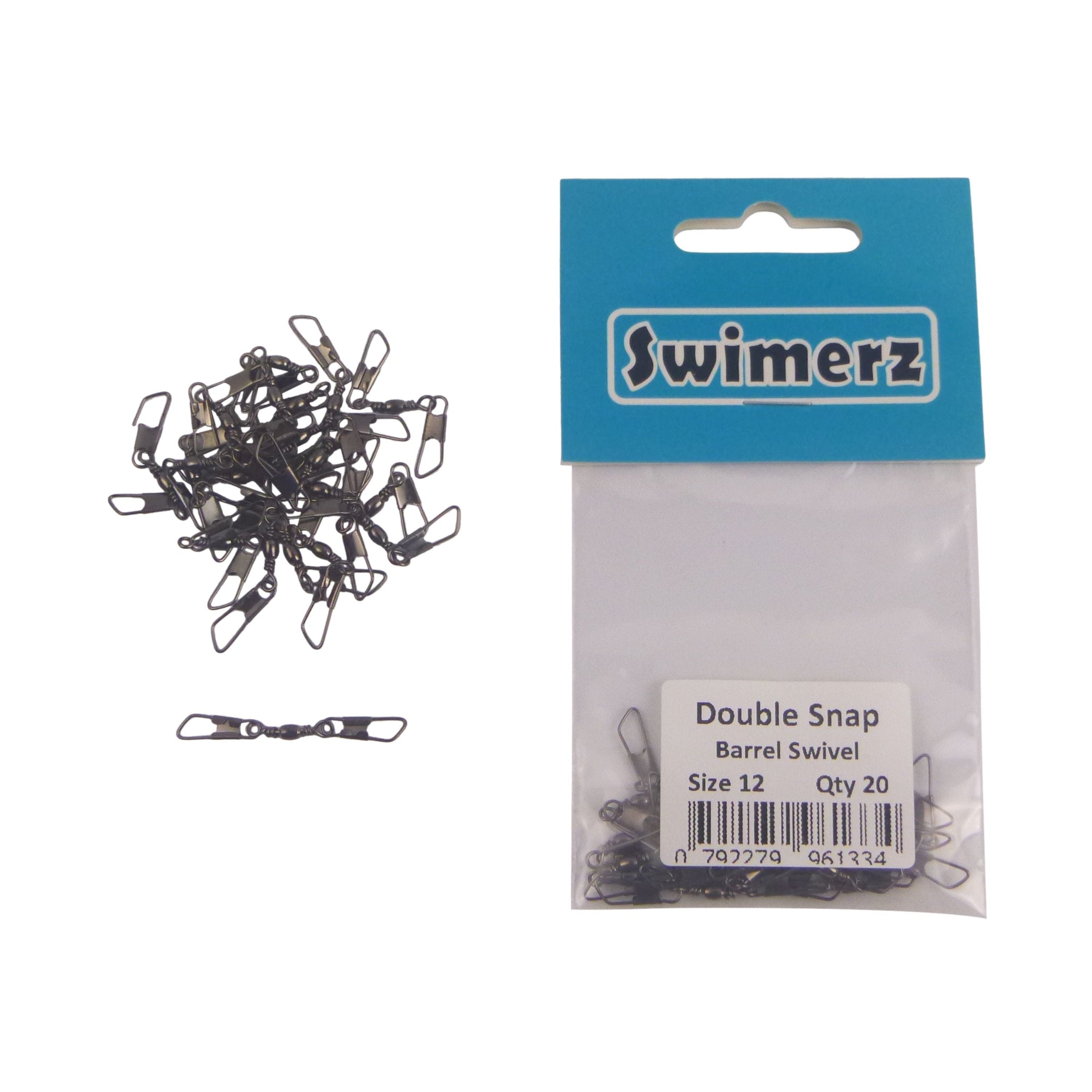 Swimerz Double Snap Barrel Swivels, Size 12, 20 pack V658-93MC000092313