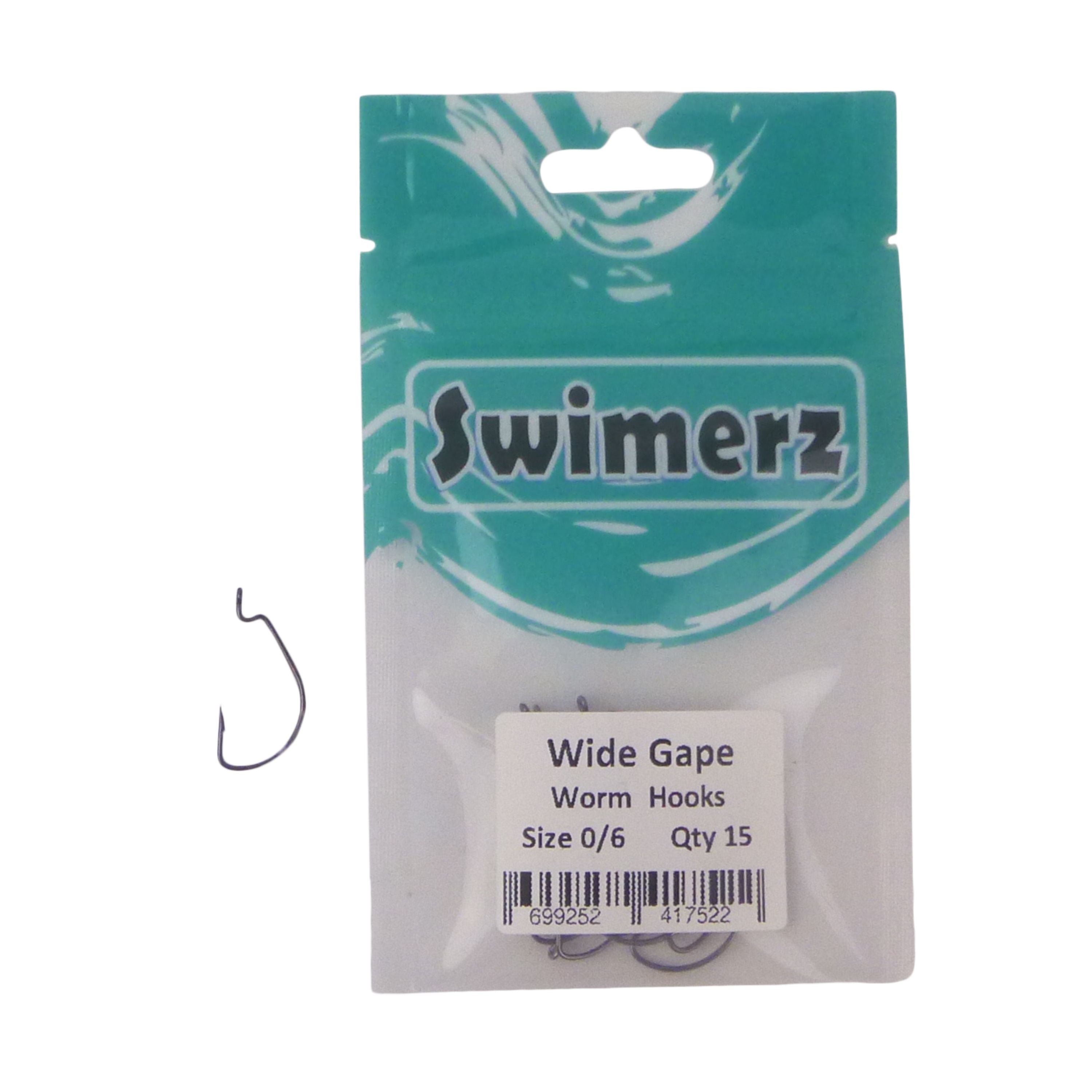 Swimerz 0/6 Wide Gape Worm Hook 15 Pack V658-93MC000102003