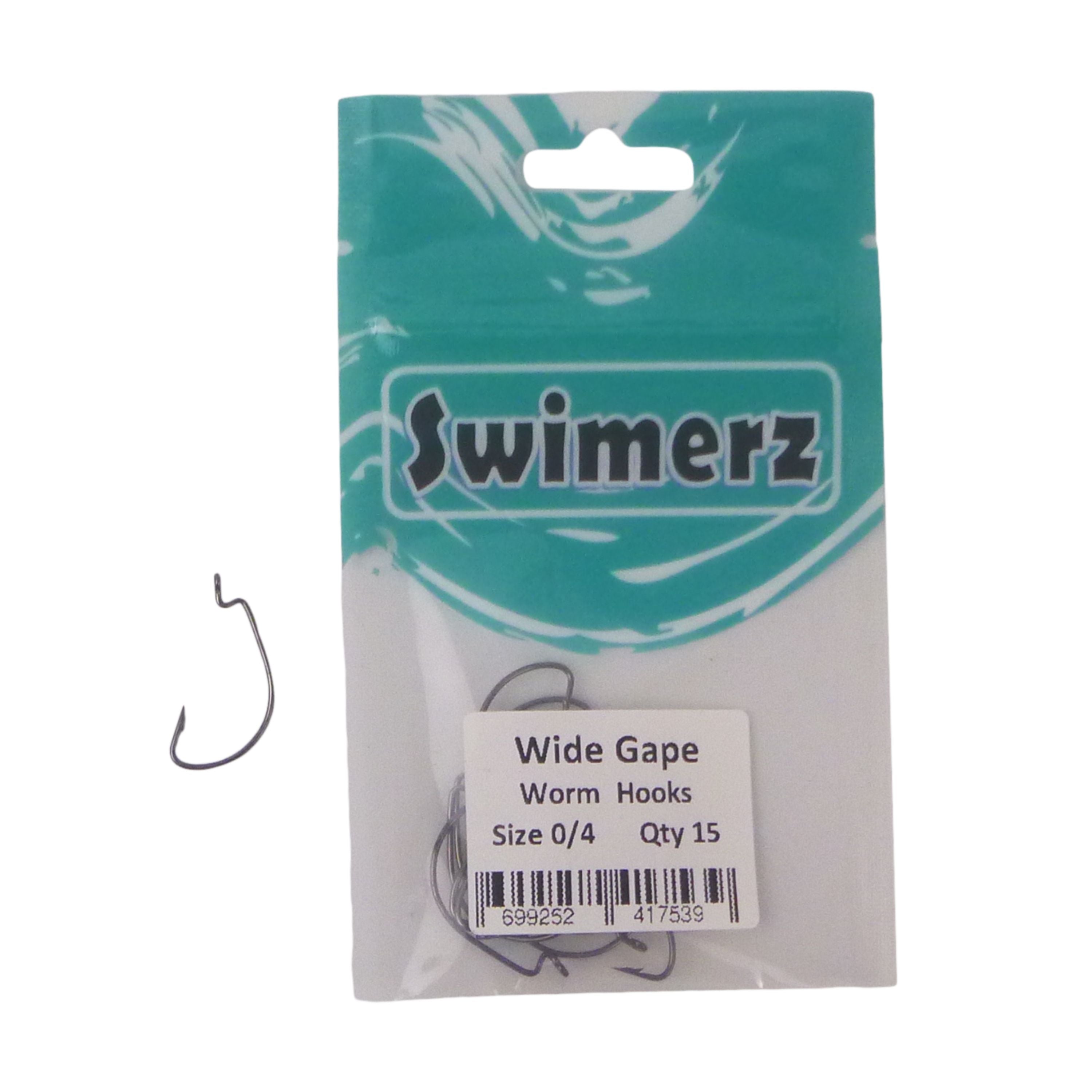 Swimerz 0/4 Wide Gape Worm Hook 15 Pack V658-93MC000102004