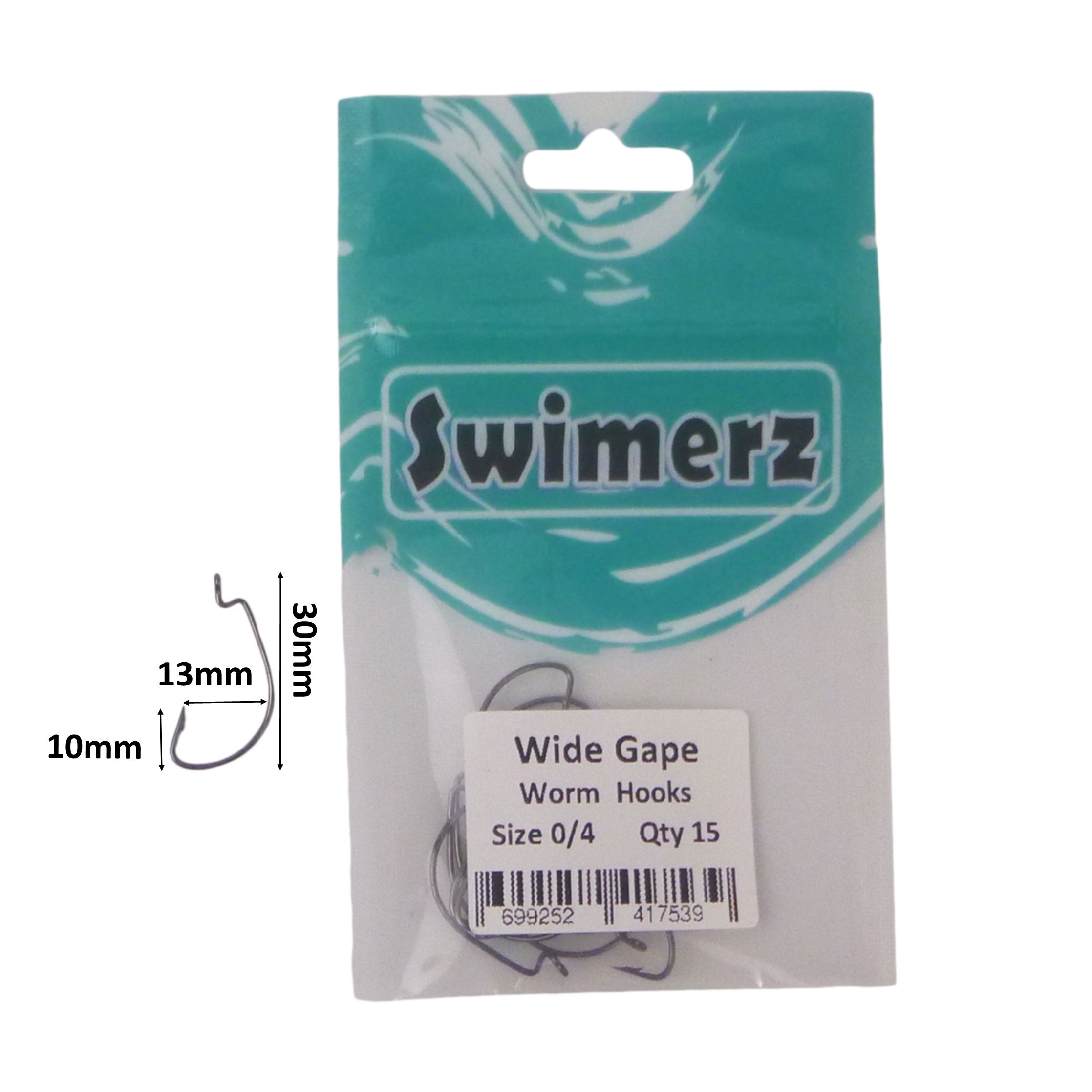 Swimerz 0/4 Wide Gape Worm Hook 15 Pack V658-93MC000102004
