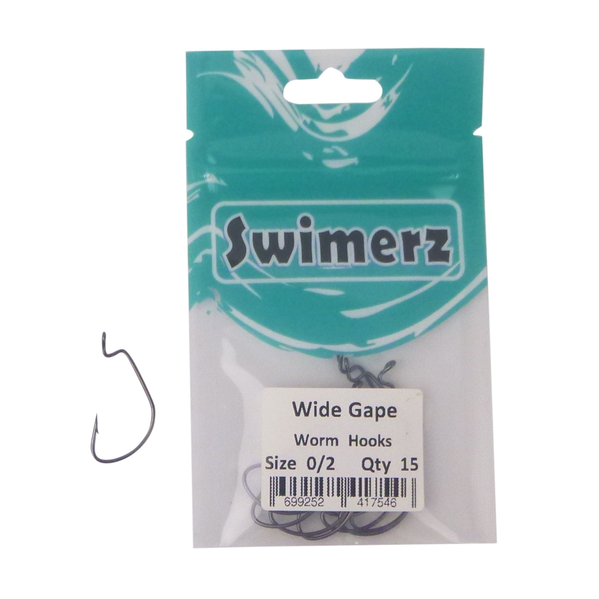 Swimerz 0/2 Wide Gape Worm Hook 15 Pack V658-93MC000102005