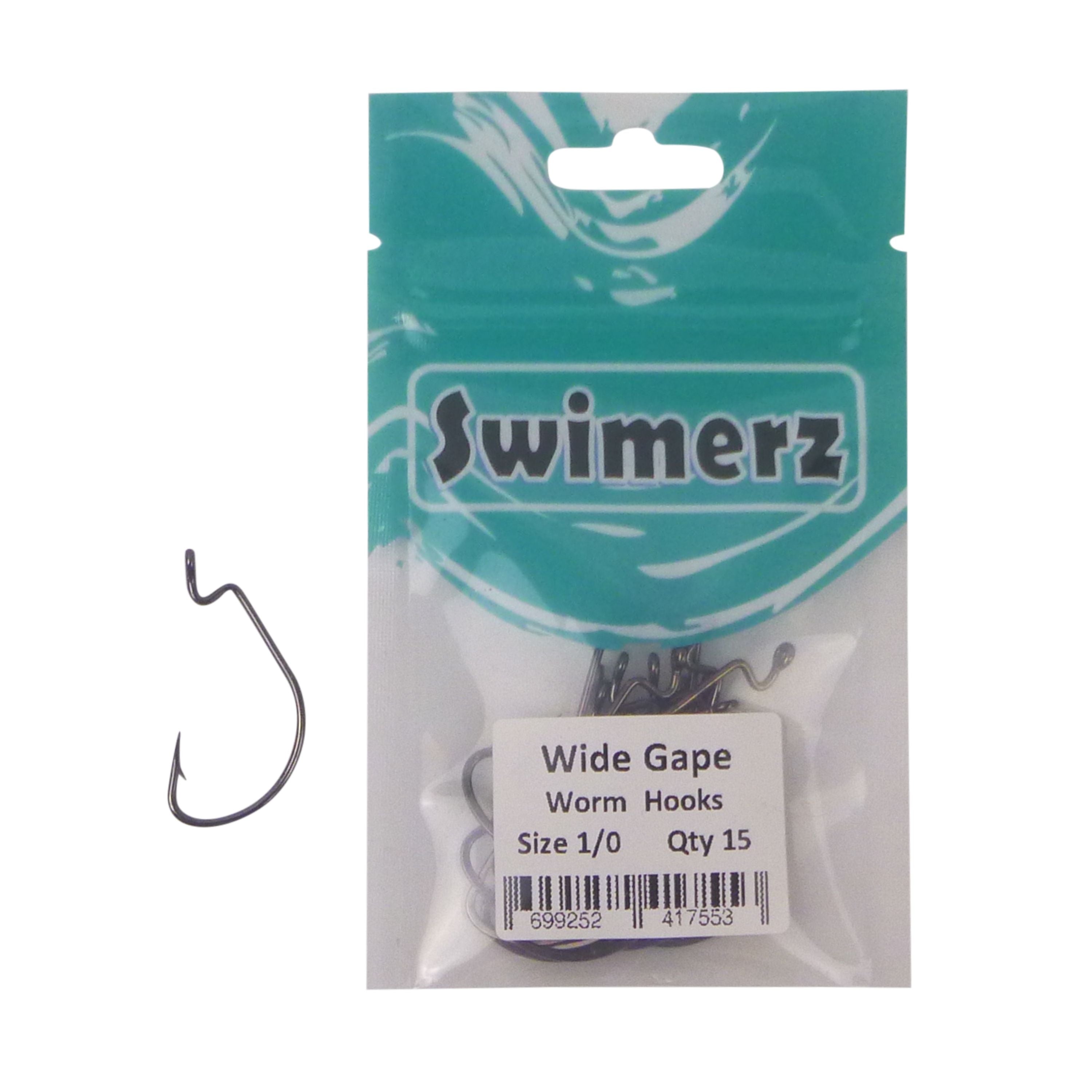 Swimerz 1/0 Wide Gape Worm Hook 15 Pack V658-93MC000102006