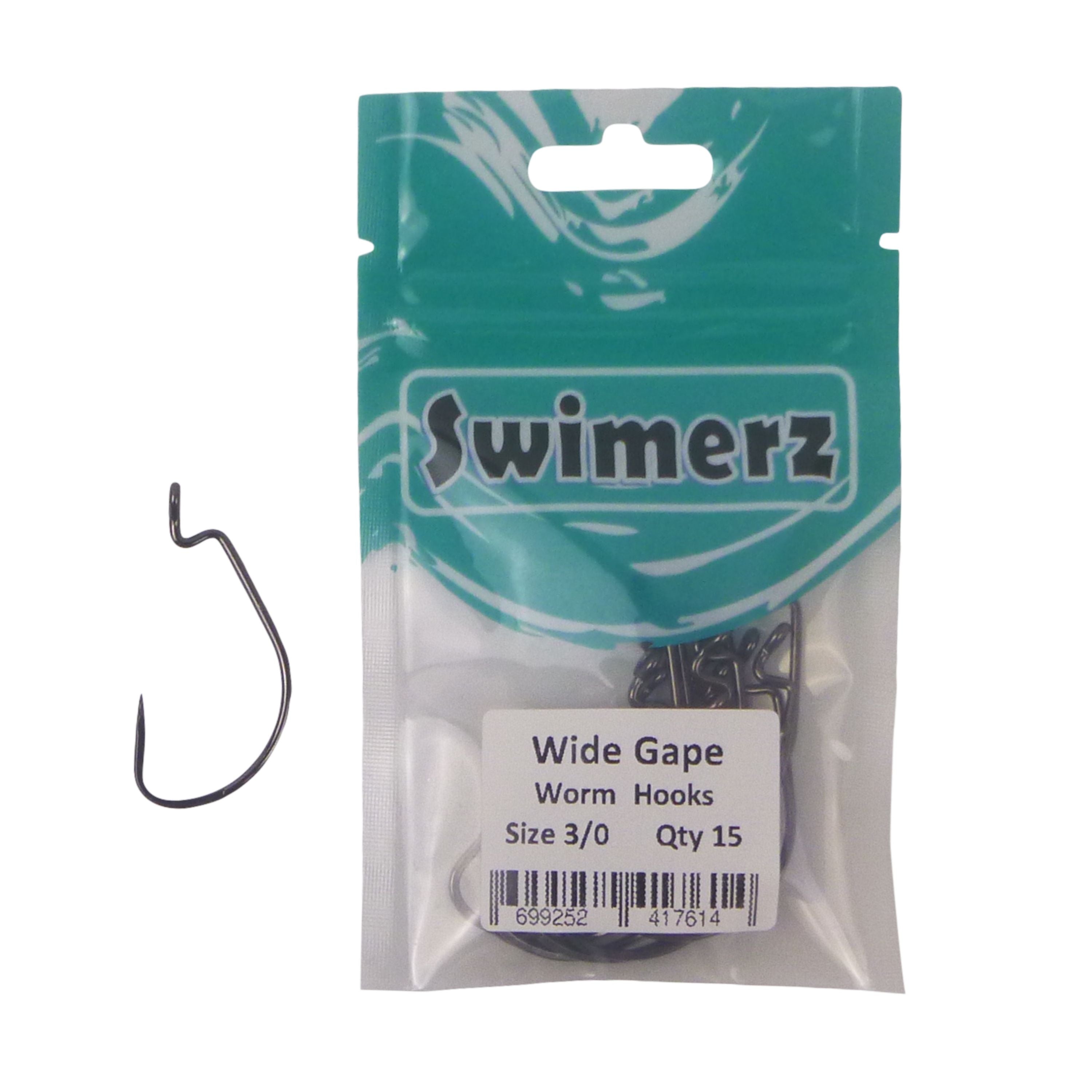 Swimerz 3/0 Wide Gape Worm Hook 15 Pack V658-93MC000102008