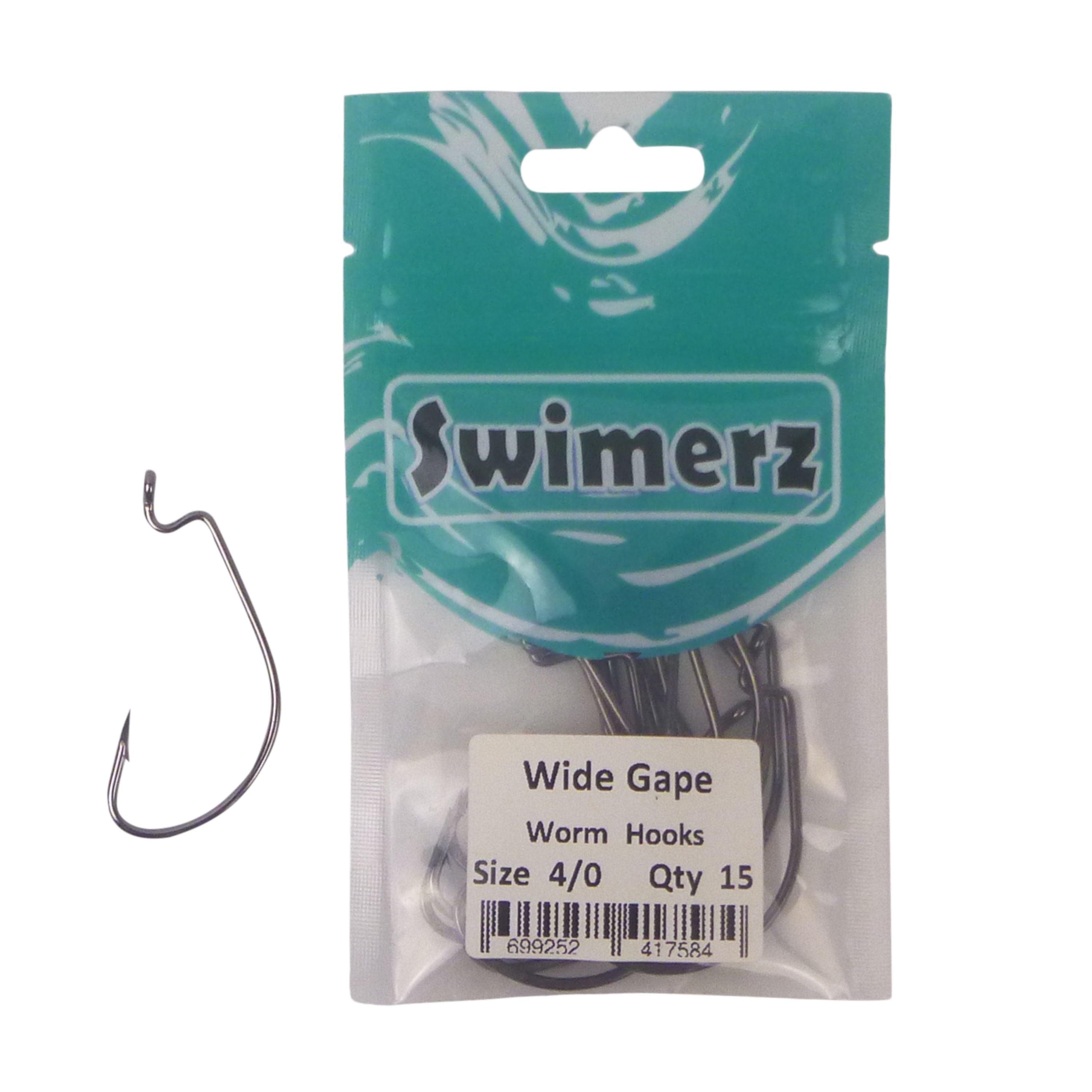 Swimerz 4/0 Wide Gape Worm Hook 15 Pack V658-93MC000102009