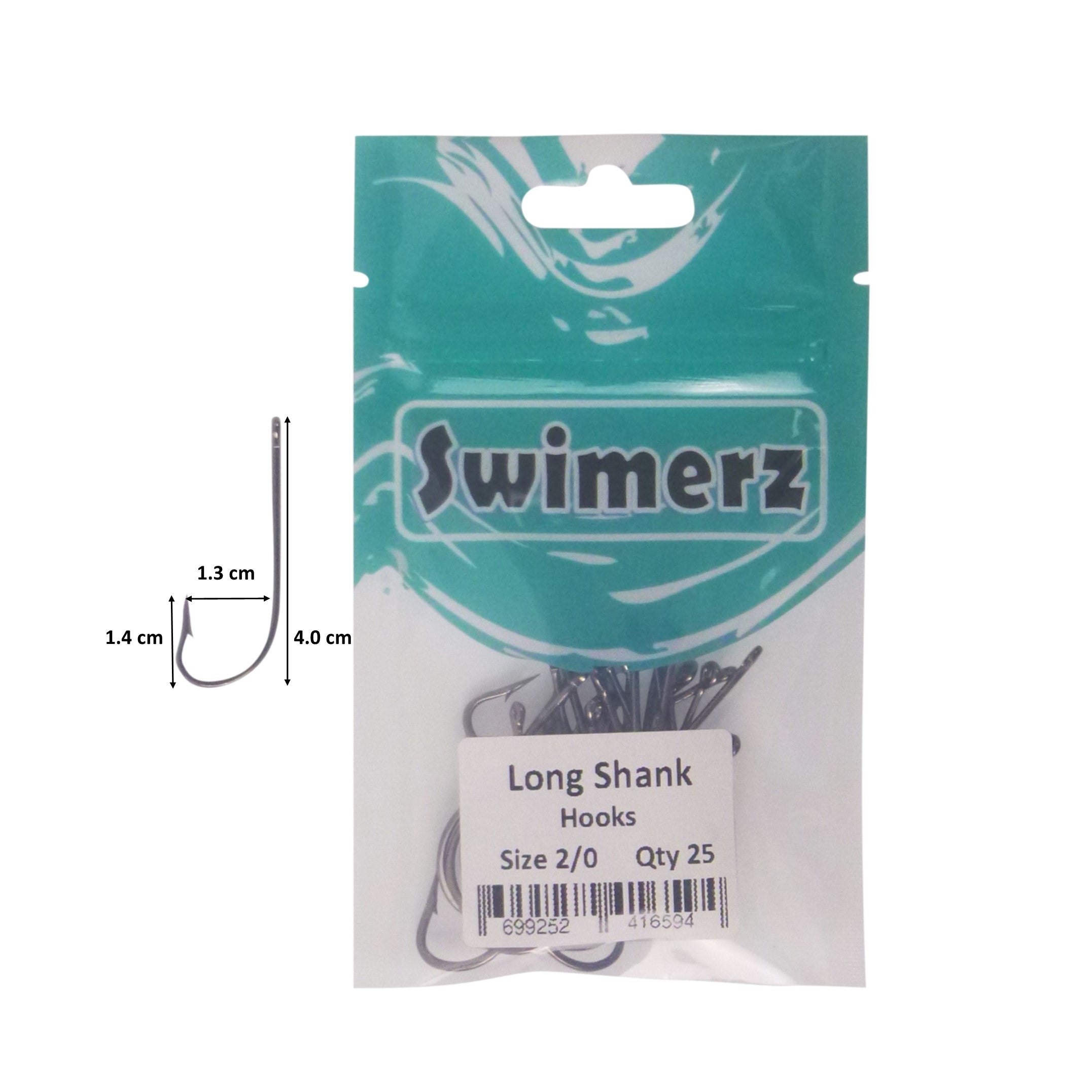Swimerz 2/0 Long Shank Worm Hook 25 pack V658-93MC000104202