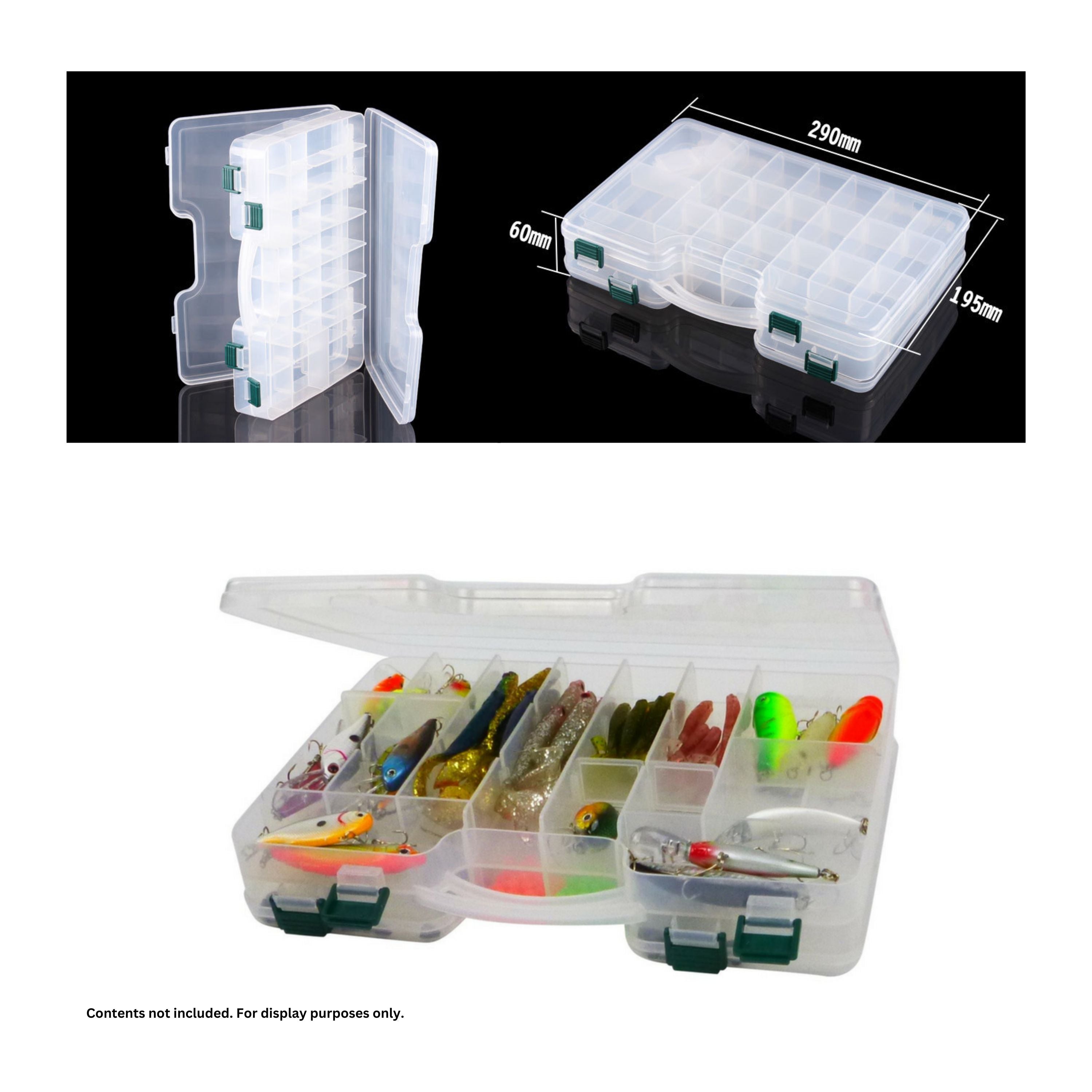 Rig Ezy 44 Compartment Double-sided Tackle Box. 295mmL x 210mmW x 6ommD V658-93MC000220100
