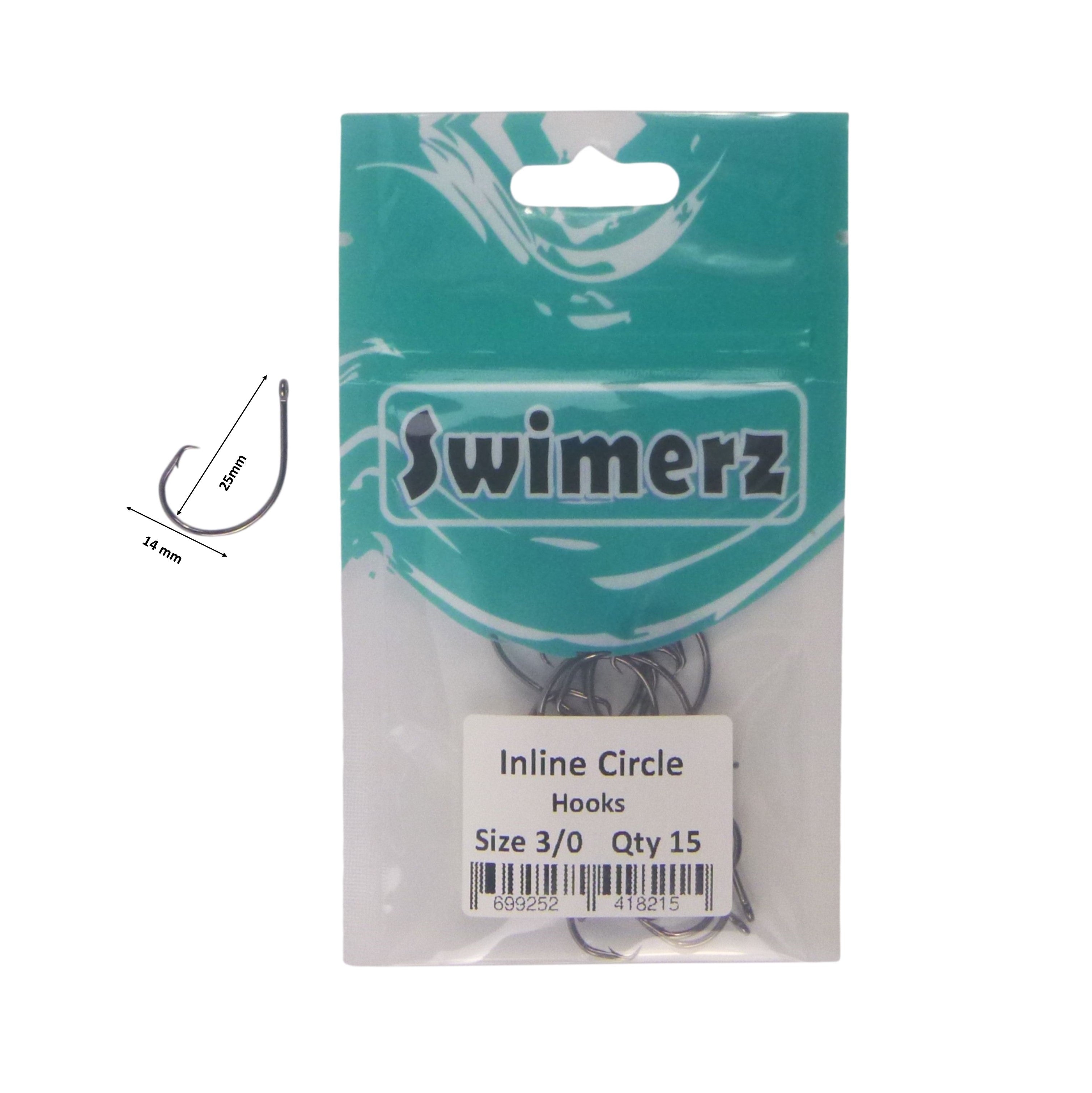 Swimerz 3/0 Inline Circle Hook 15 pack V658-93MC000240140