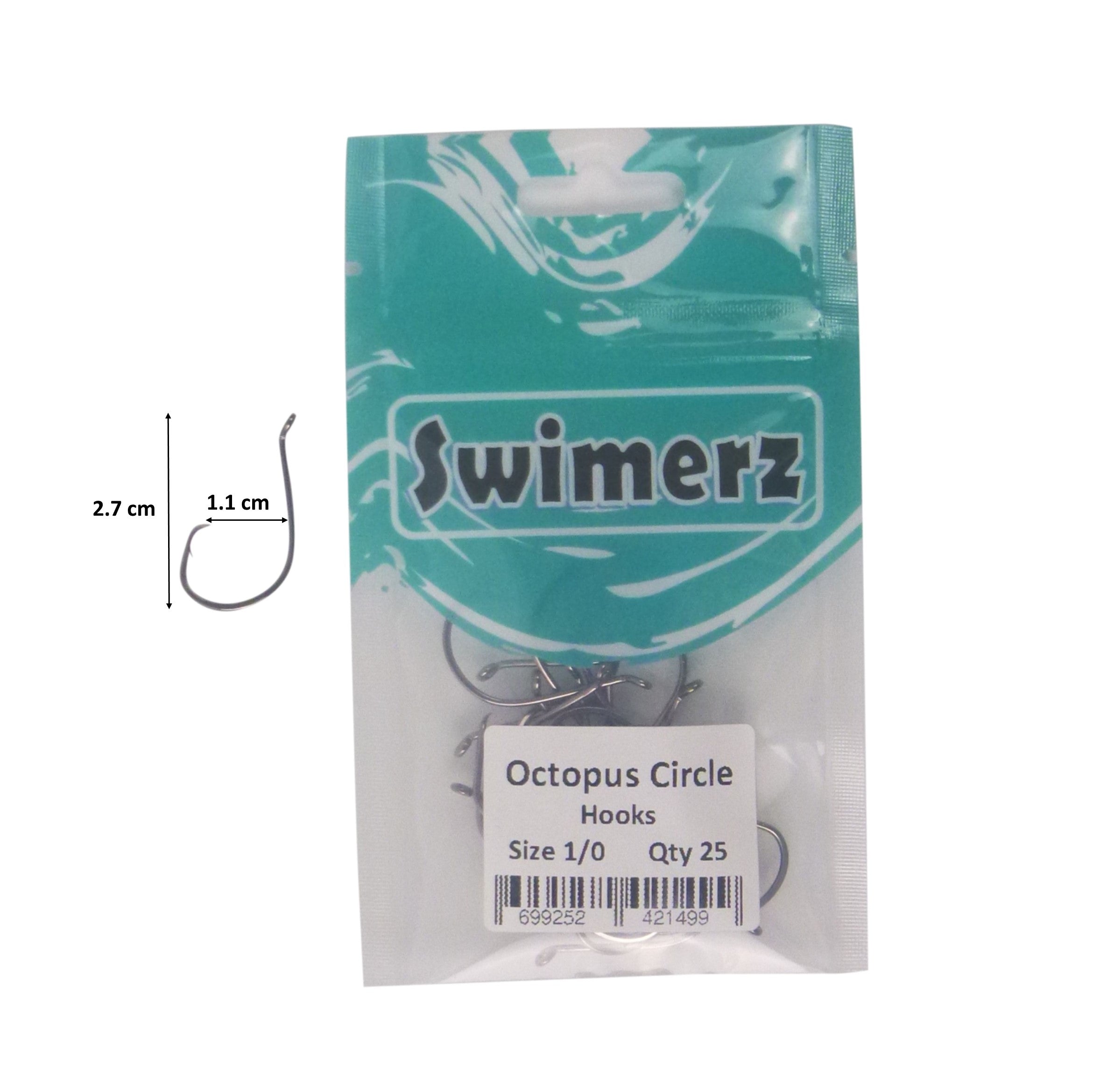 Swimerz 1/0 Octopus Circle Hooks, 25 pack V658-93MC00025010