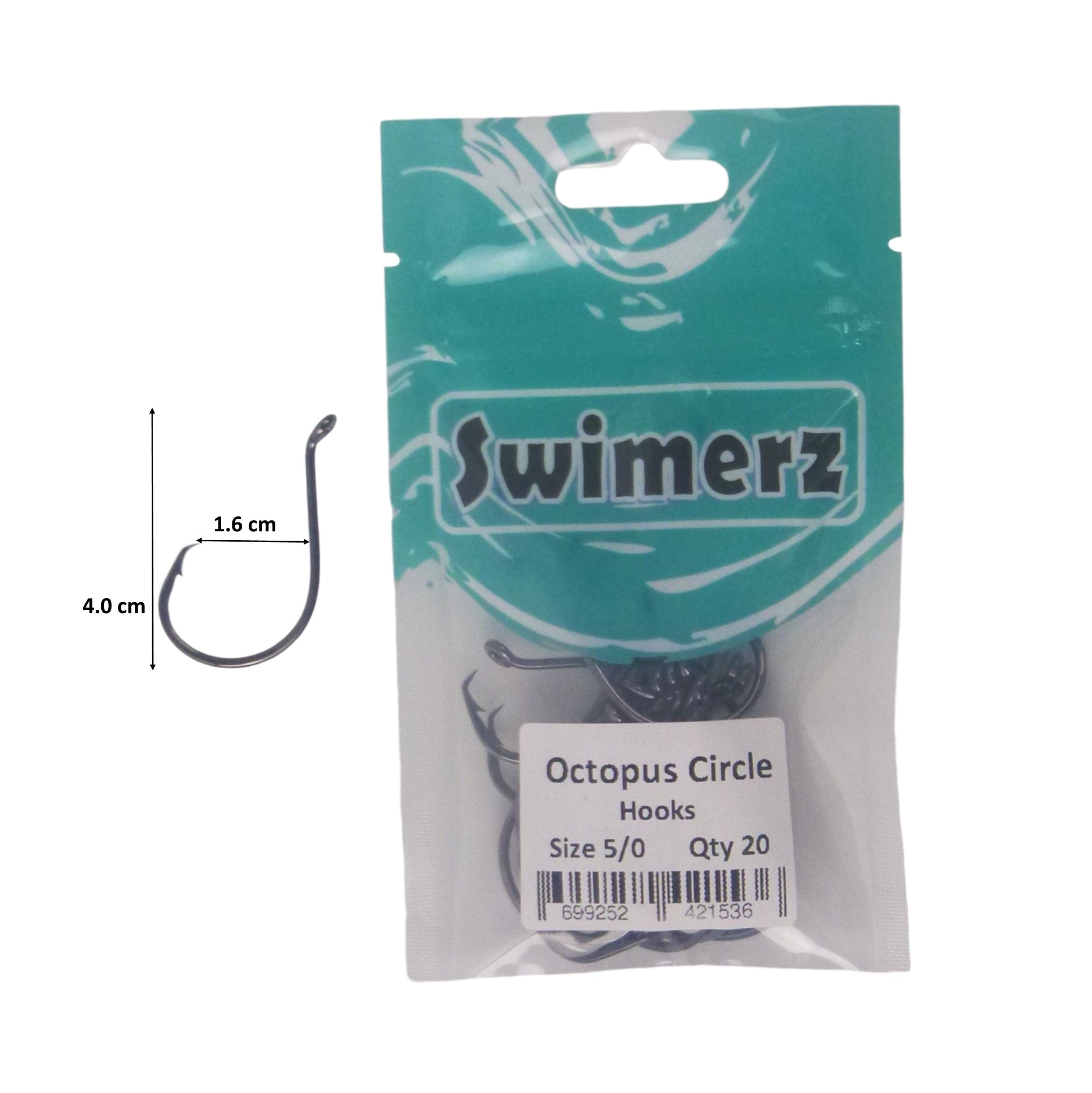 Swimerz 5/0 Octopus Circle Hooks, 20 pack V658-93MC00025014
