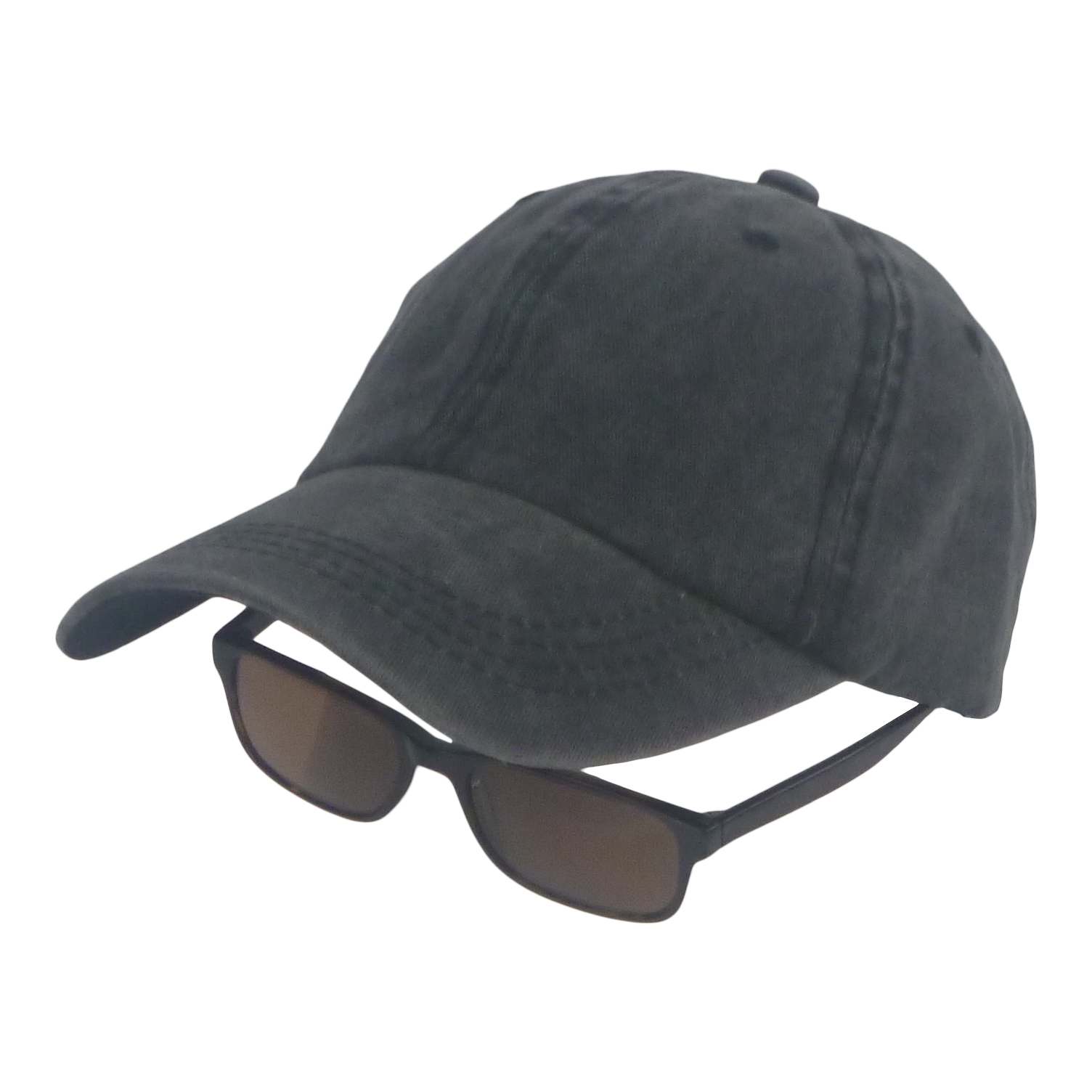 BSTC 6-Panel Baseball Cap, Distressed Cotton, Charcoal V658-93MC000310450