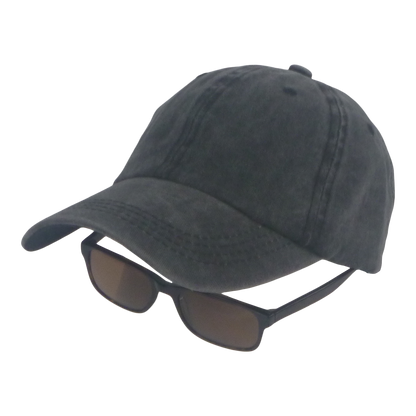BSTC 6-Panel Baseball Cap, Distressed Cotton, Charcoal V658-93MC000310450
