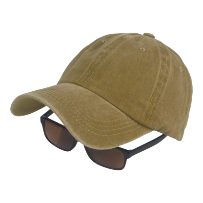 BSTC 6-Panel Baseball Cap, Distressed Cotton, Tan V658-93MC000310453