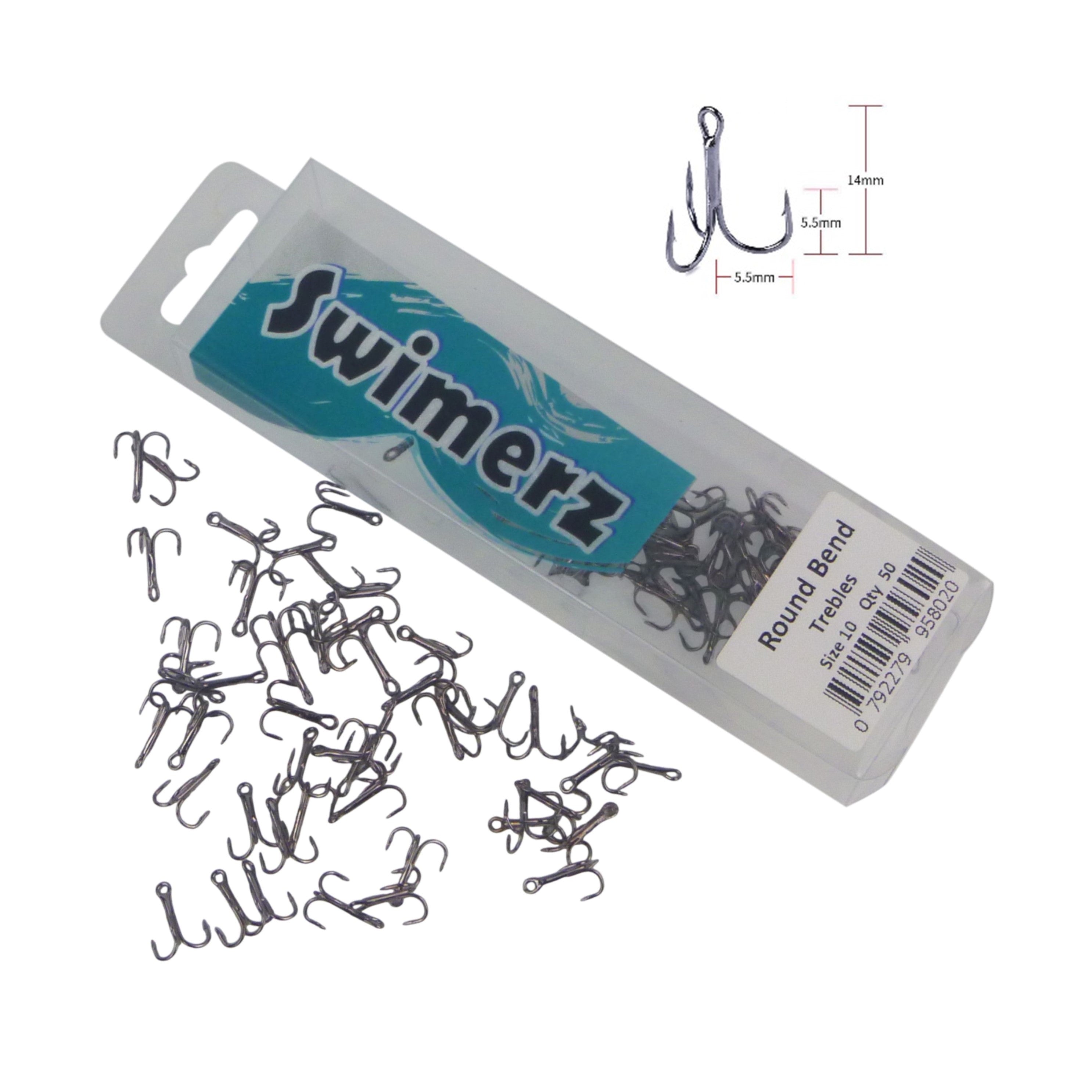 Swimerz Round Bend Trebles Size 10, 50 pack V658-93MC00032001