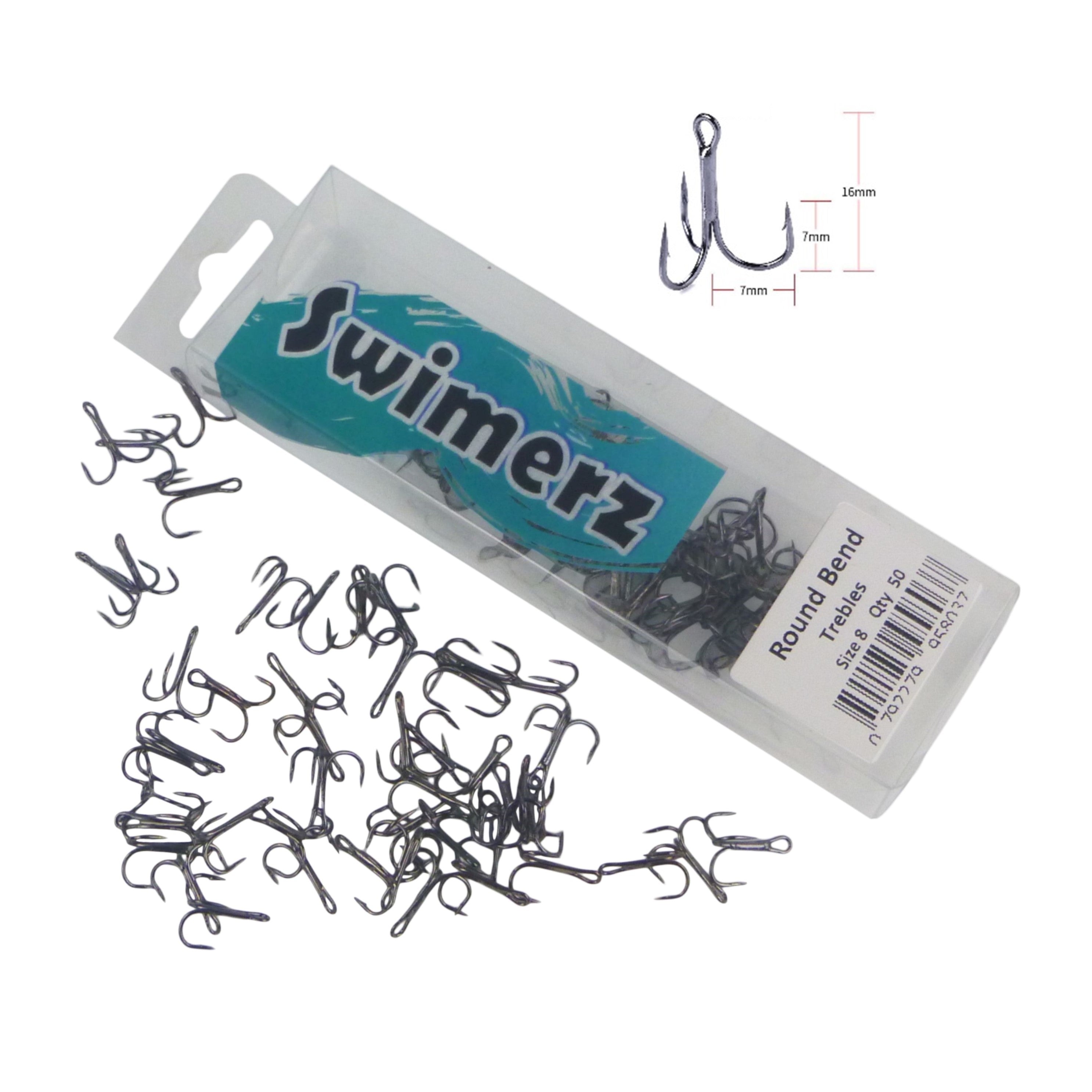 Swimerz Round Bend Trebles Size 8, 50 pack V658-93MC00032002