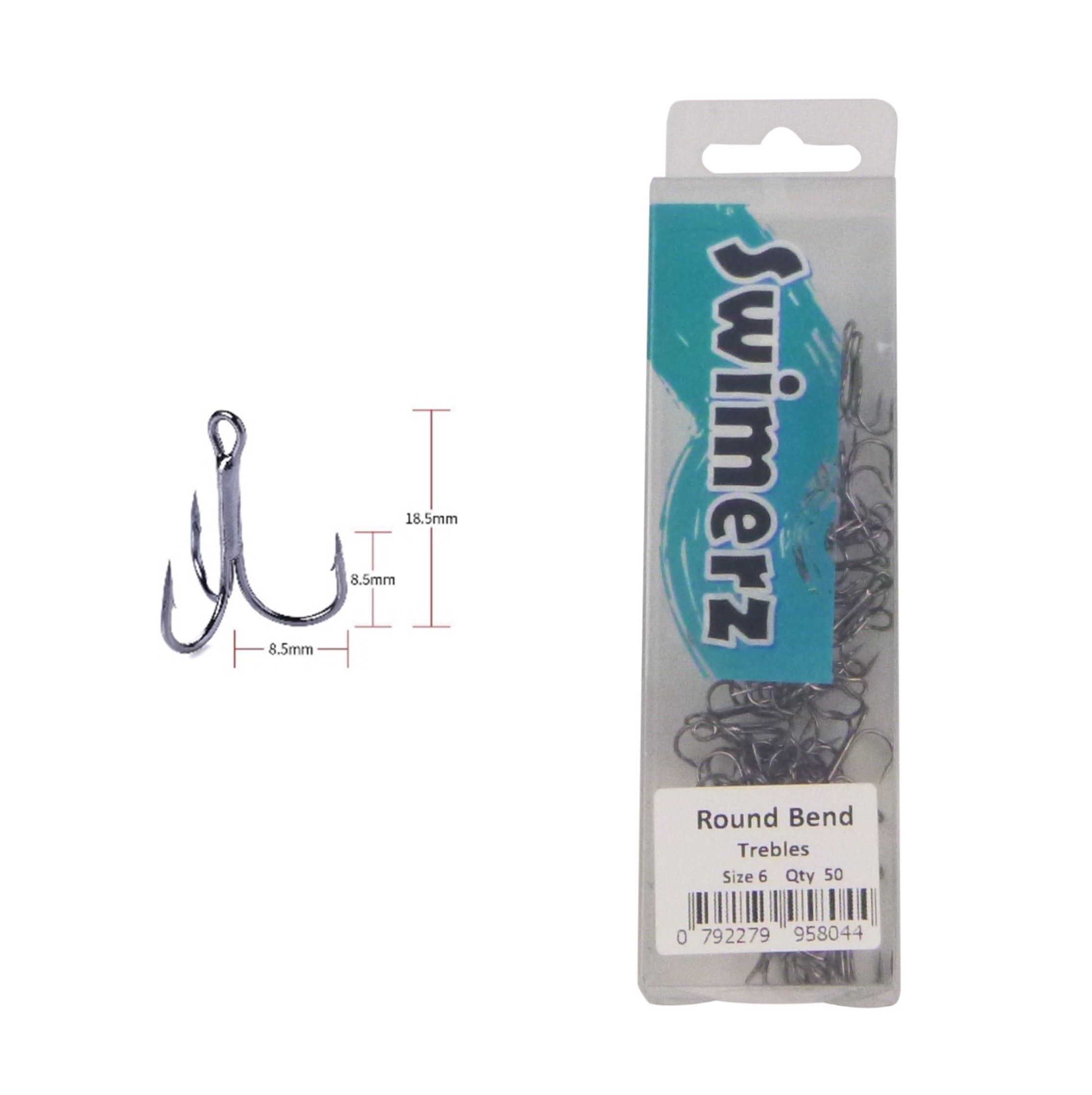 Swimerz Round Bend Trebles Size 6, 50 pack V658-93MC00032003