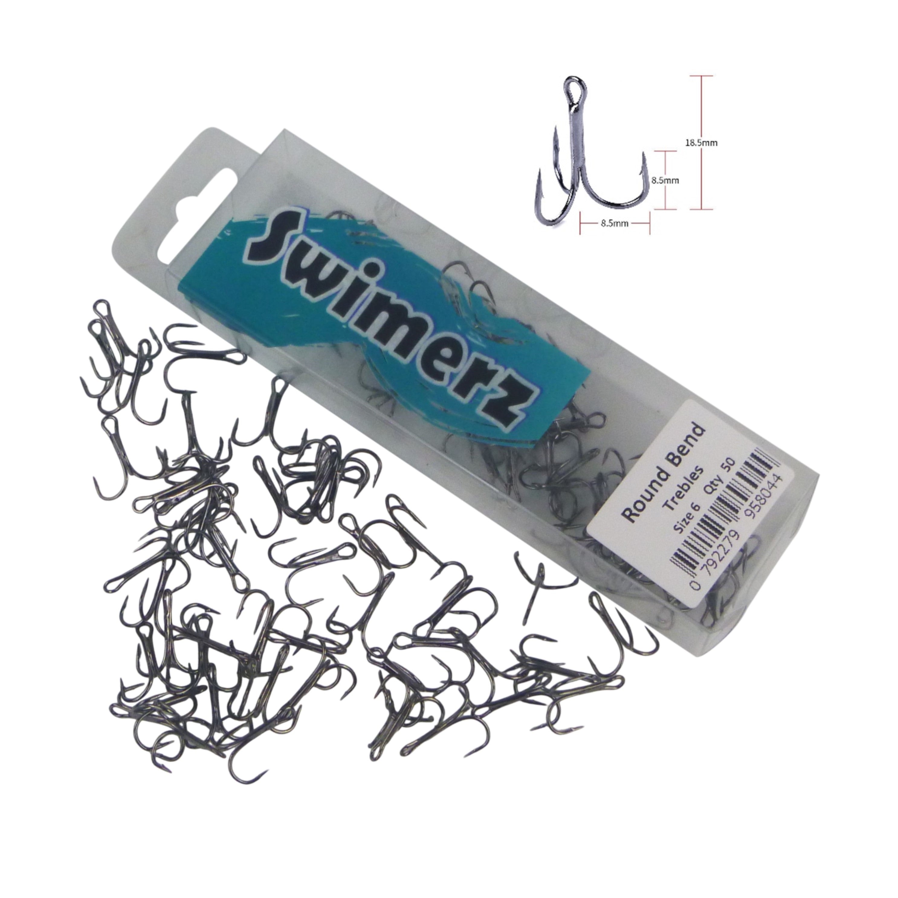 Swimerz Round Bend Trebles Size 6, 50 pack V658-93MC00032003