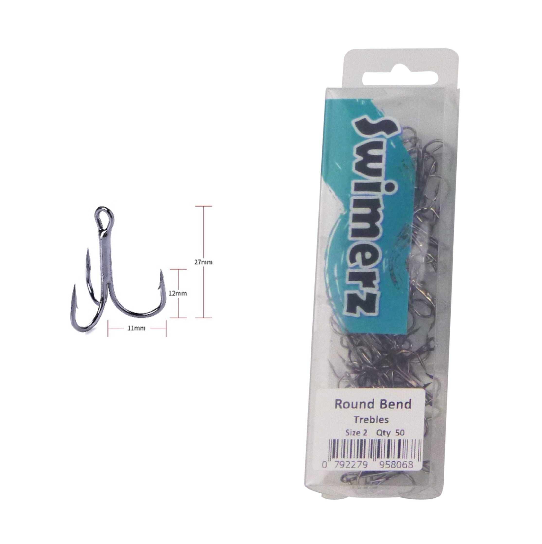 Swimerz Round Bend Trebles Size 2, 50 pack V658-93MC00032005