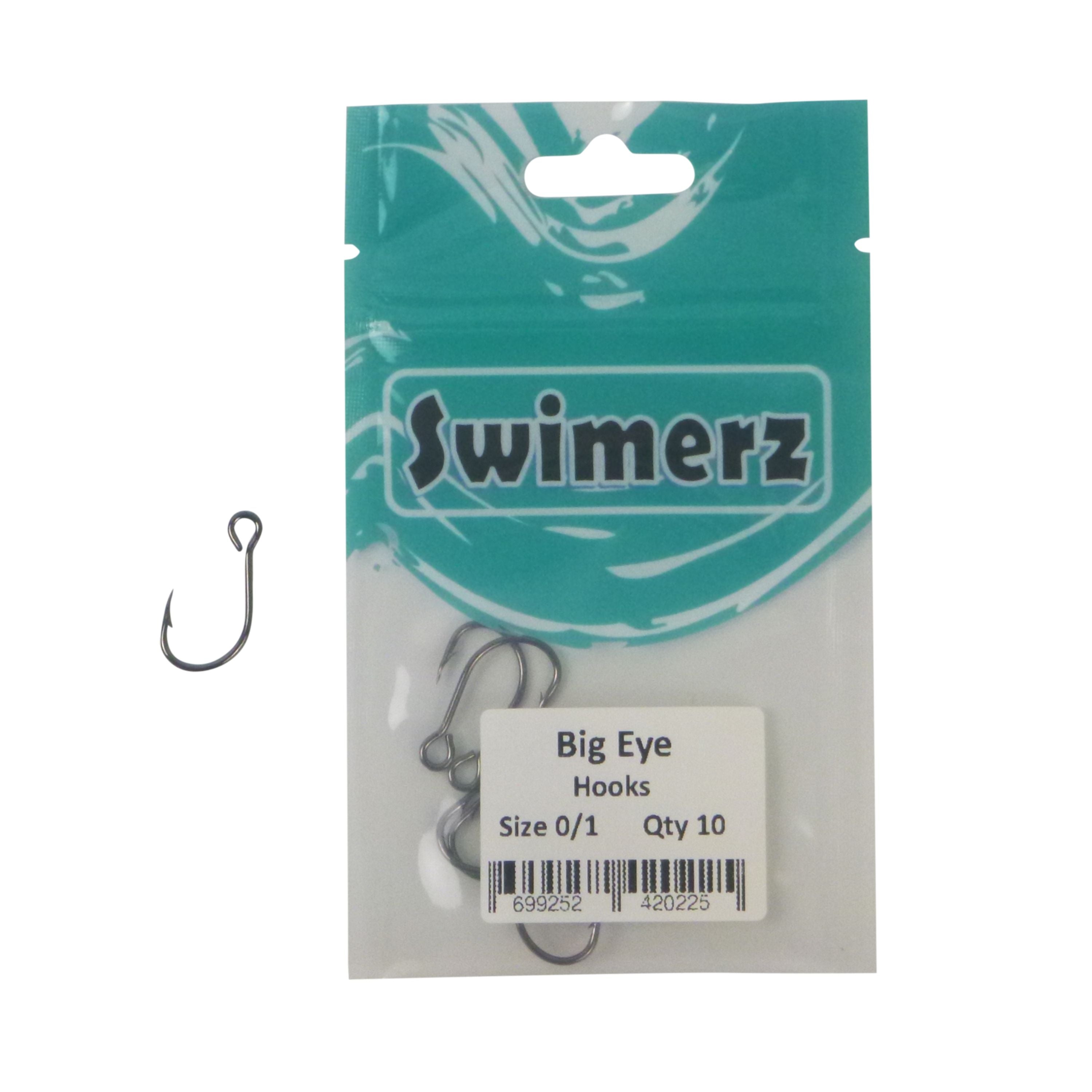 Swimerz Big Eye Inline Lure Hooks, Size 1, 10 Pack V658-93MC000330105
