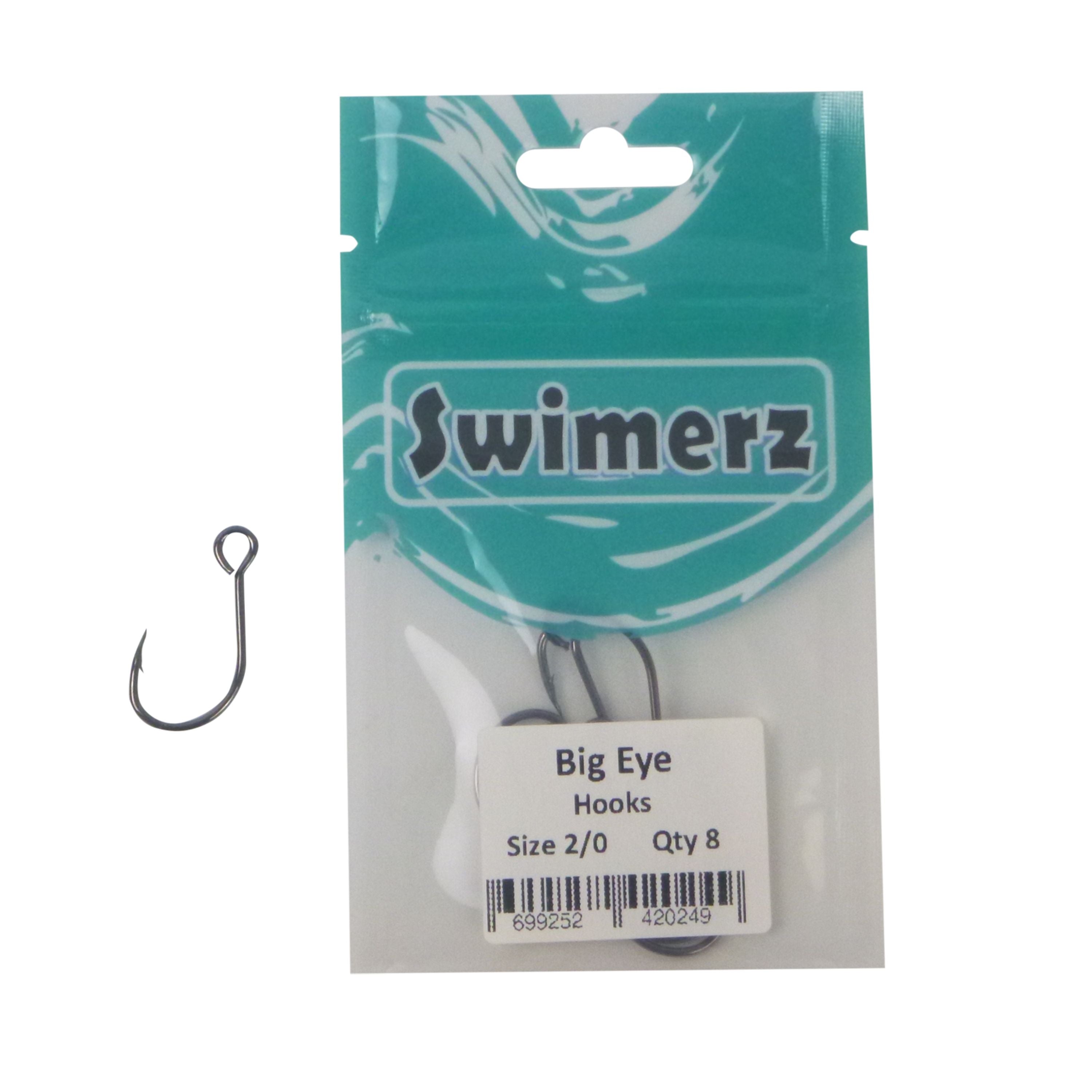 Swimerz Big Eye Inline Lure Hooks, Size 2/0, 8 Pack V658-93MC000330109