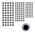 Artizan Molded Lure Eyes, 3.5, 5, 6.5mmD, Silver/Black, Qty 150 V658-93MC000340073