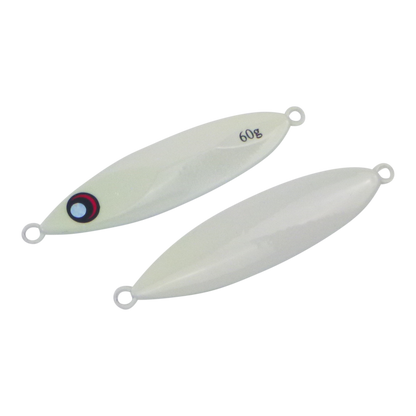 Finesse Slow Pitch Flutter Jig, 60gm, Lumo White, 2 pack V658-93MC000362015