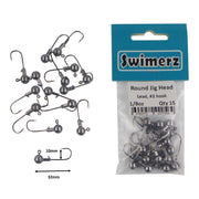Swimerz Round Jig Head, 1/8 oz #2 Hook, 15 pack V658-93MC000362033