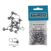 Swimerz Round Jig Head, 3/16 oz #1 Hook, 12 pack V658-93MC000362034