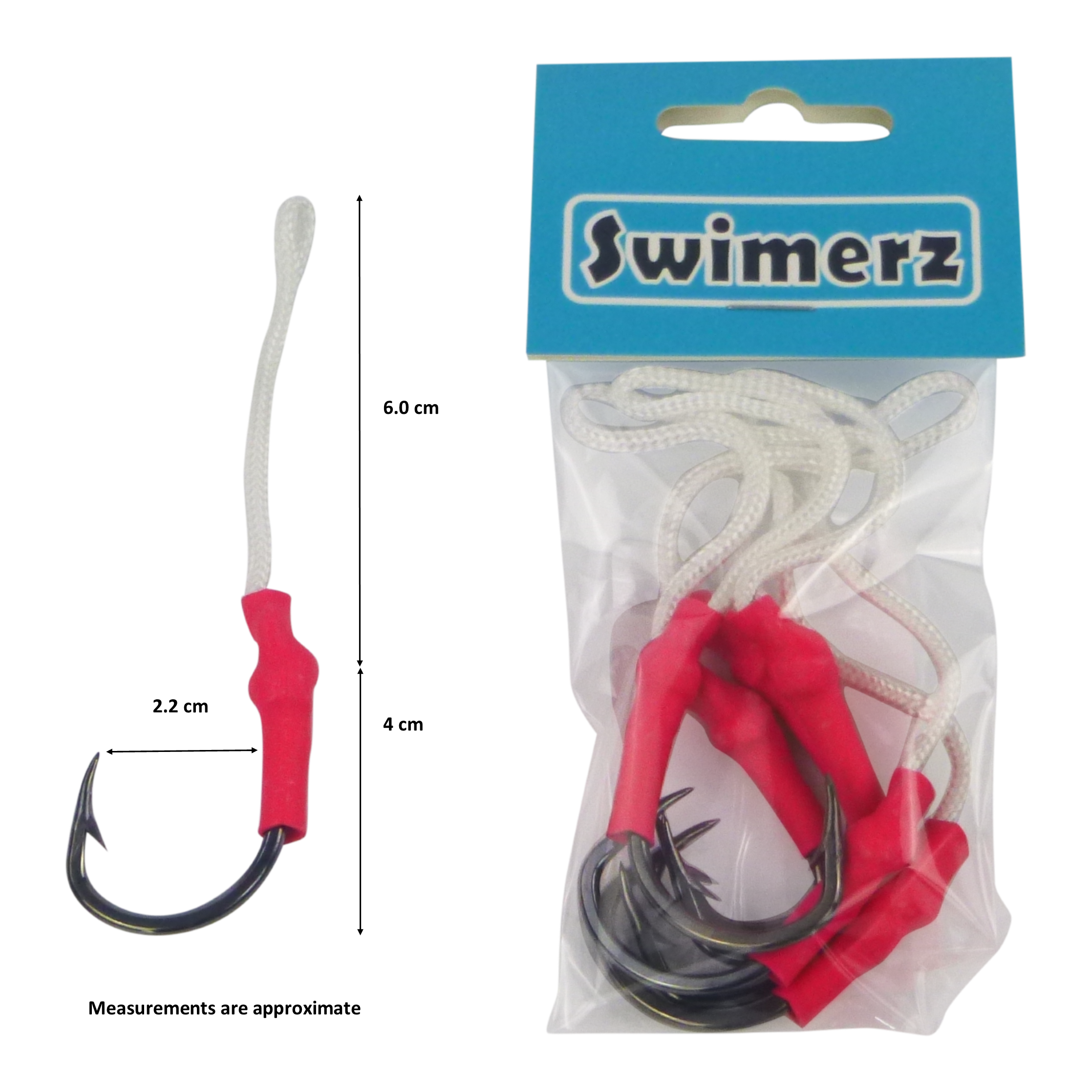 Swimerz 5/0 Single Assist Hooks, 6 pack V658-93MC000370105