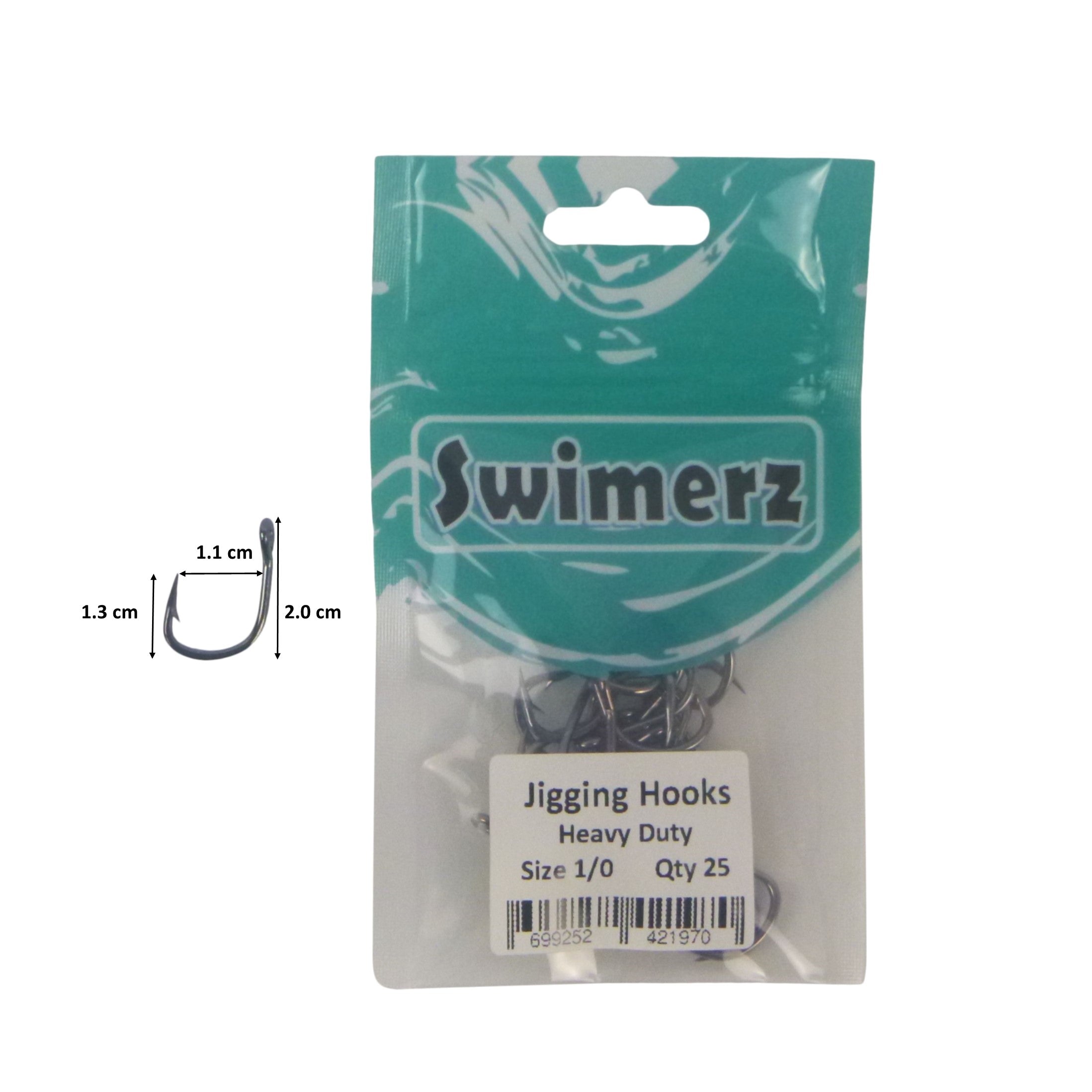 Swimerz 1/0 Heavy Duty Jigging Hooks 25 pack V658-93MC000370201