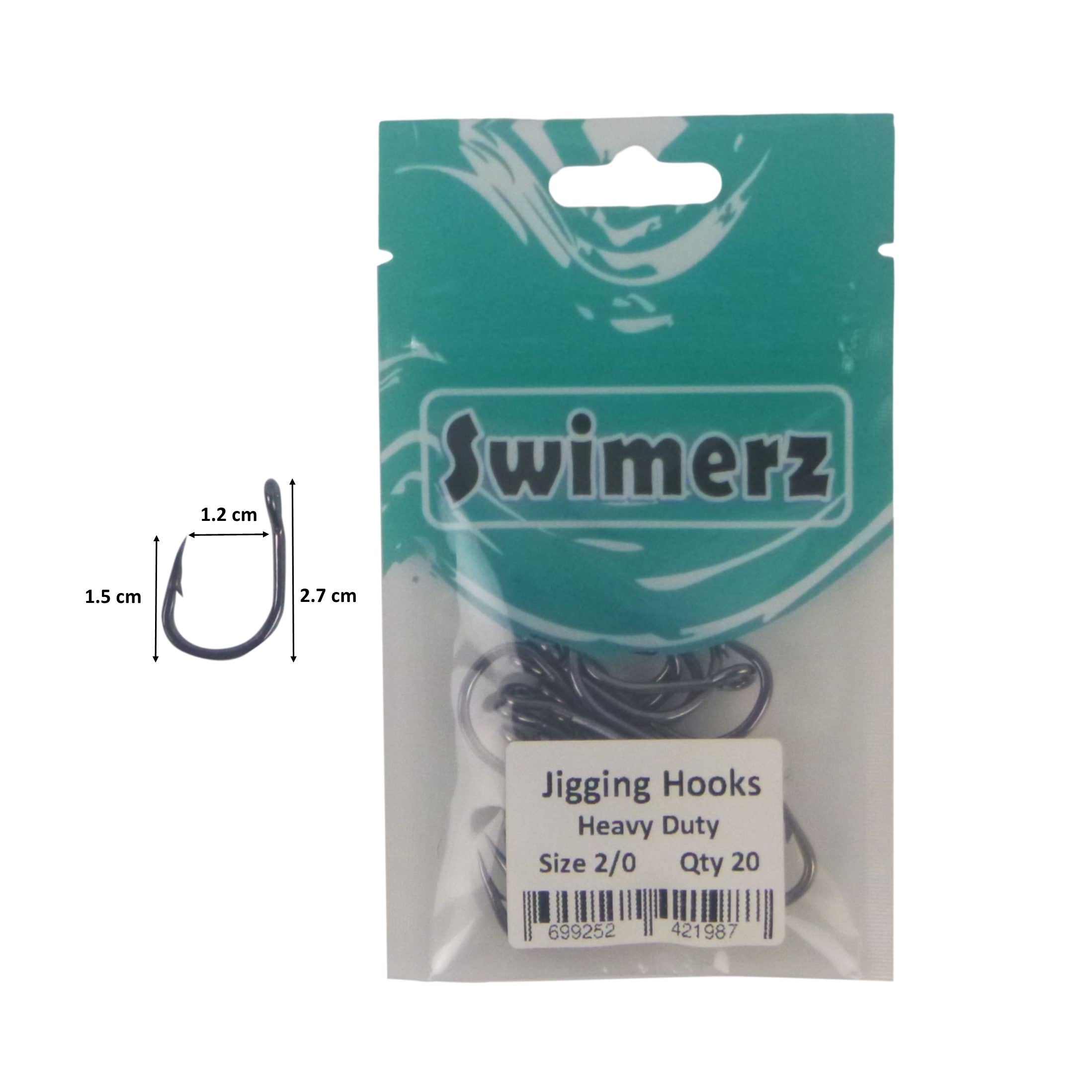 Swimerz 2/0 Heavy Duty Jigging Hooks 20 pack V658-93MC000370202