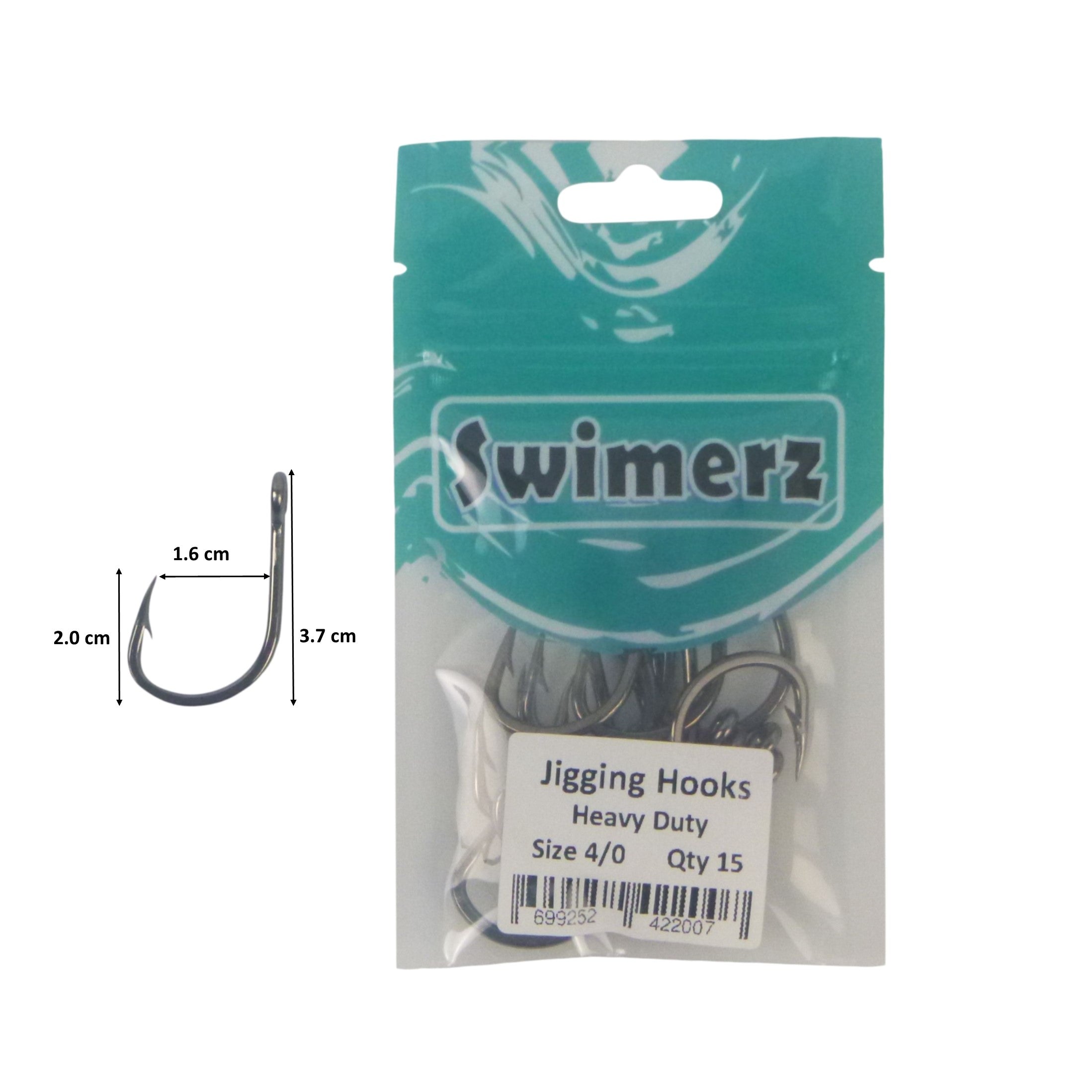 Swimerz 4/0 Heavy Duty Jigging Hooks 15 pack V658-93MC000370204