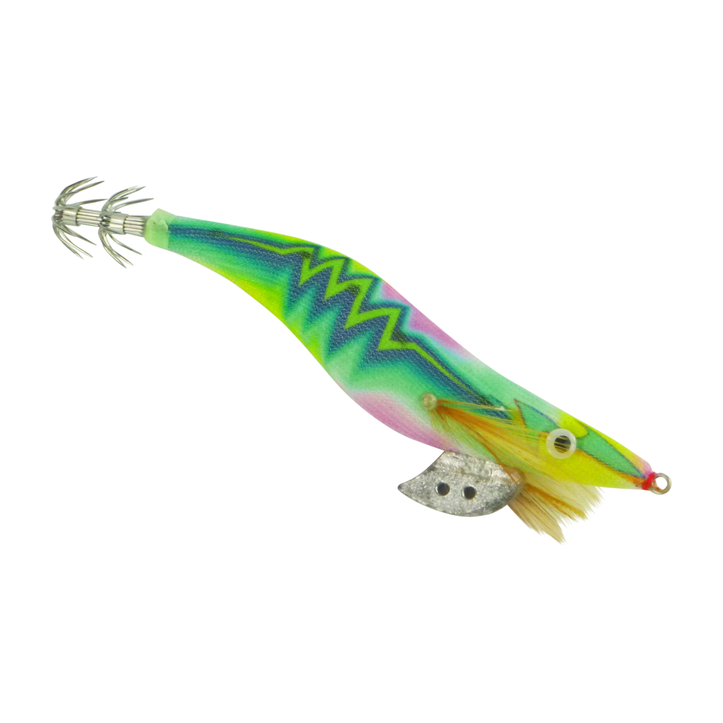 Finesse Rumoika Squid Jig, Lime Glow, size 3.5, 2 pack